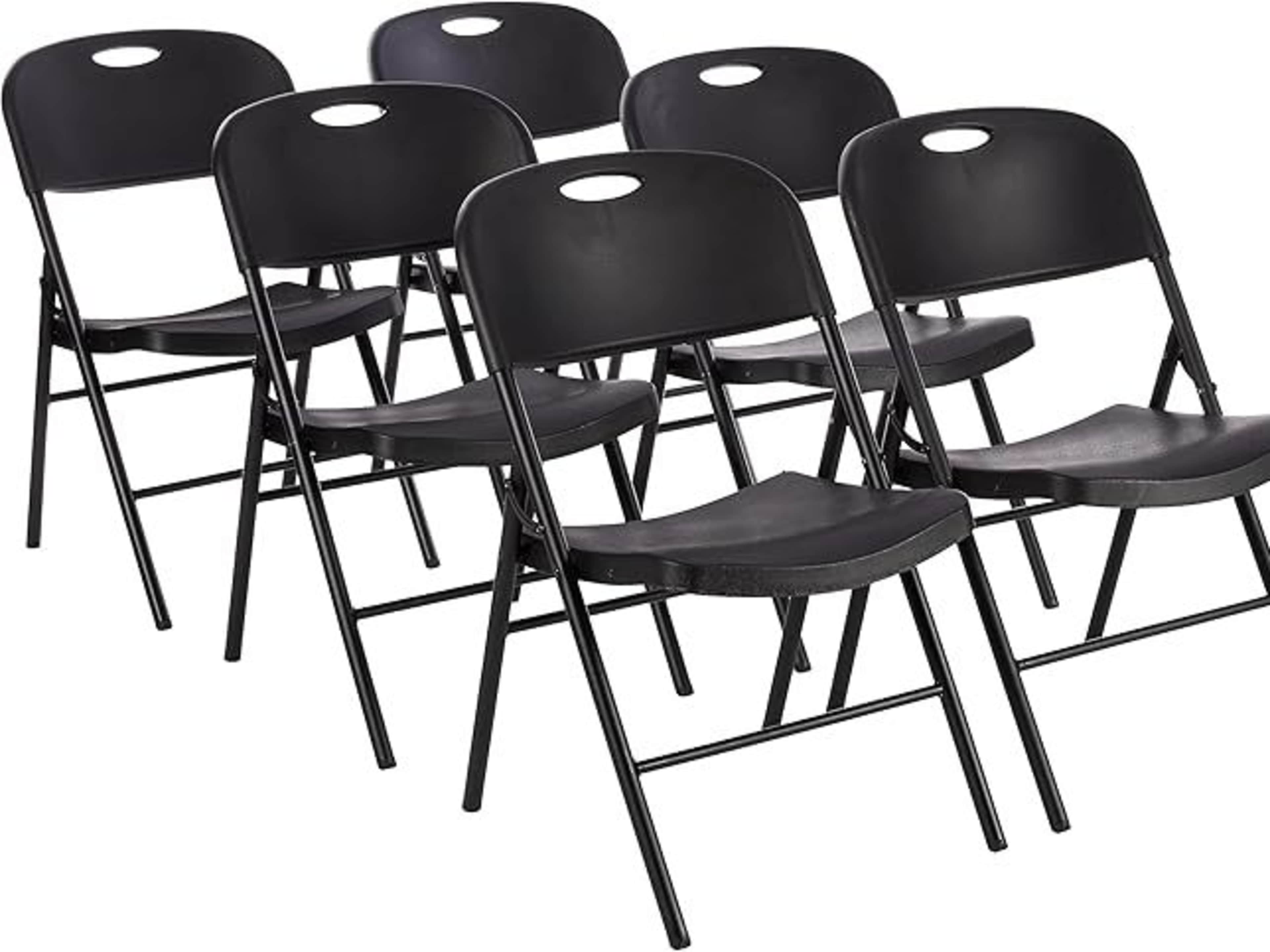 Black folding chairs