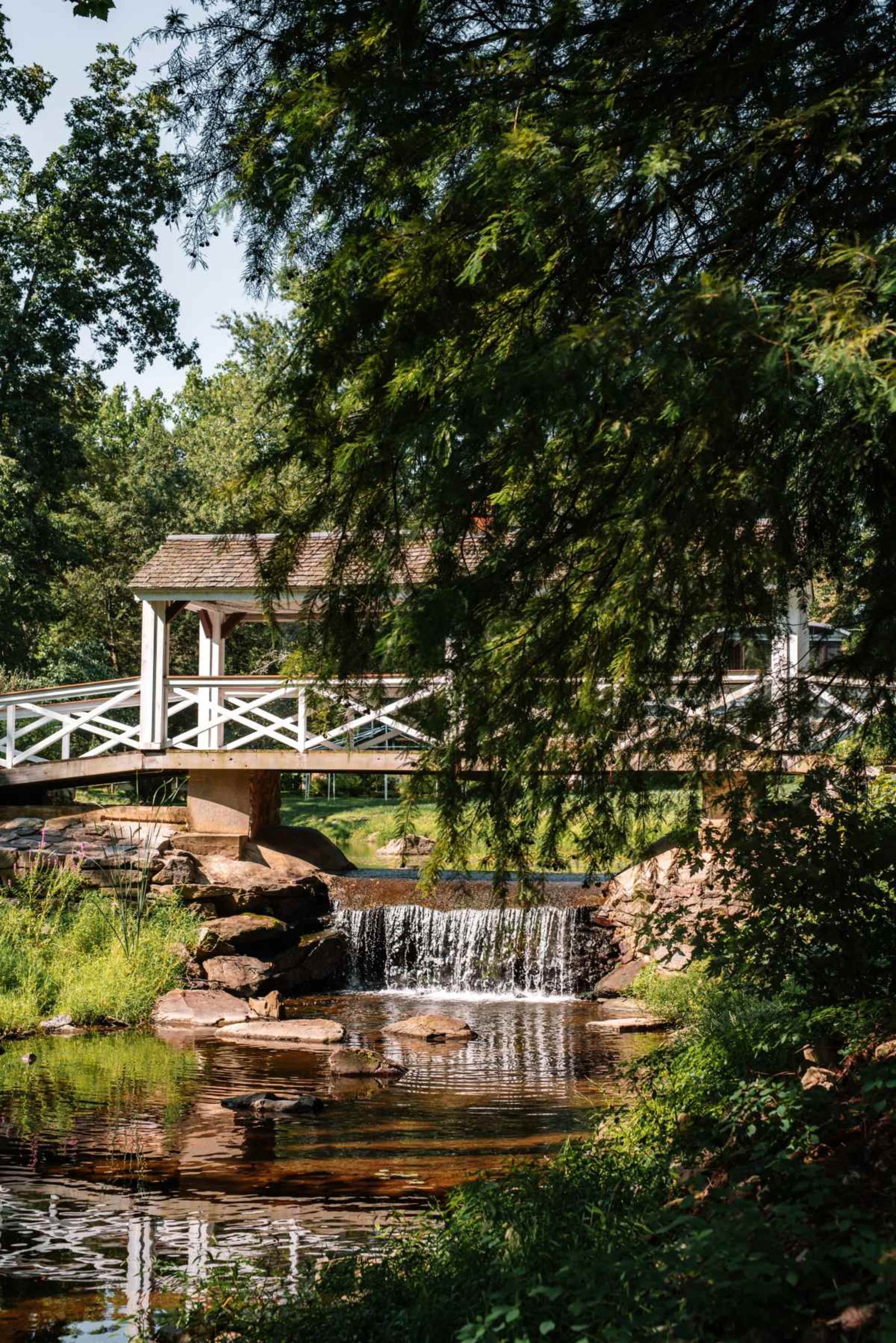 1819 Farm Estate: Waterfall & Bridge Near New Hope Image in West Amwell Township, Lambertville, NJ