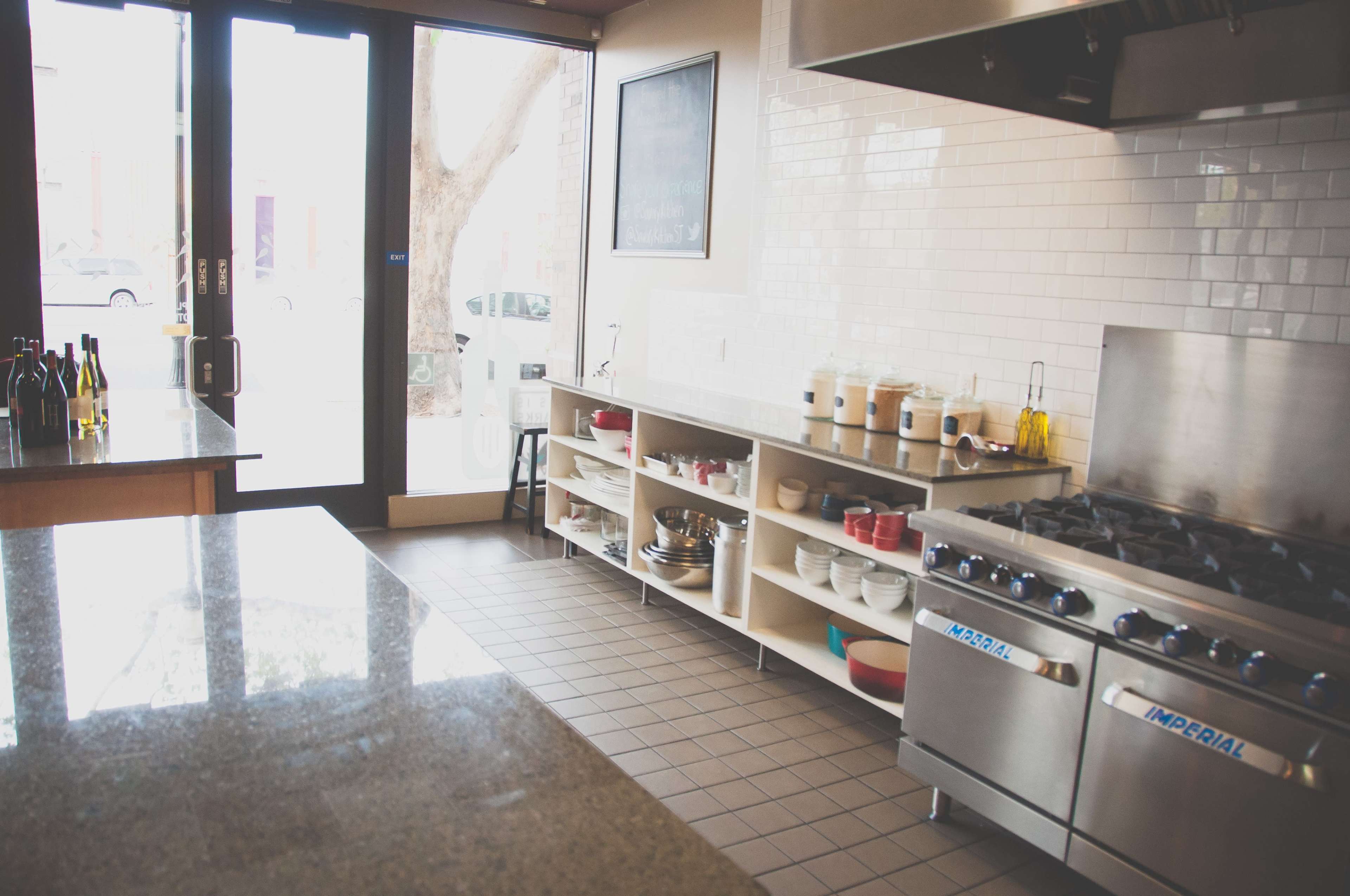 Open Commercial Kitchen with Light Bright Dining Space Image in Central San Jose, San Jose, CA