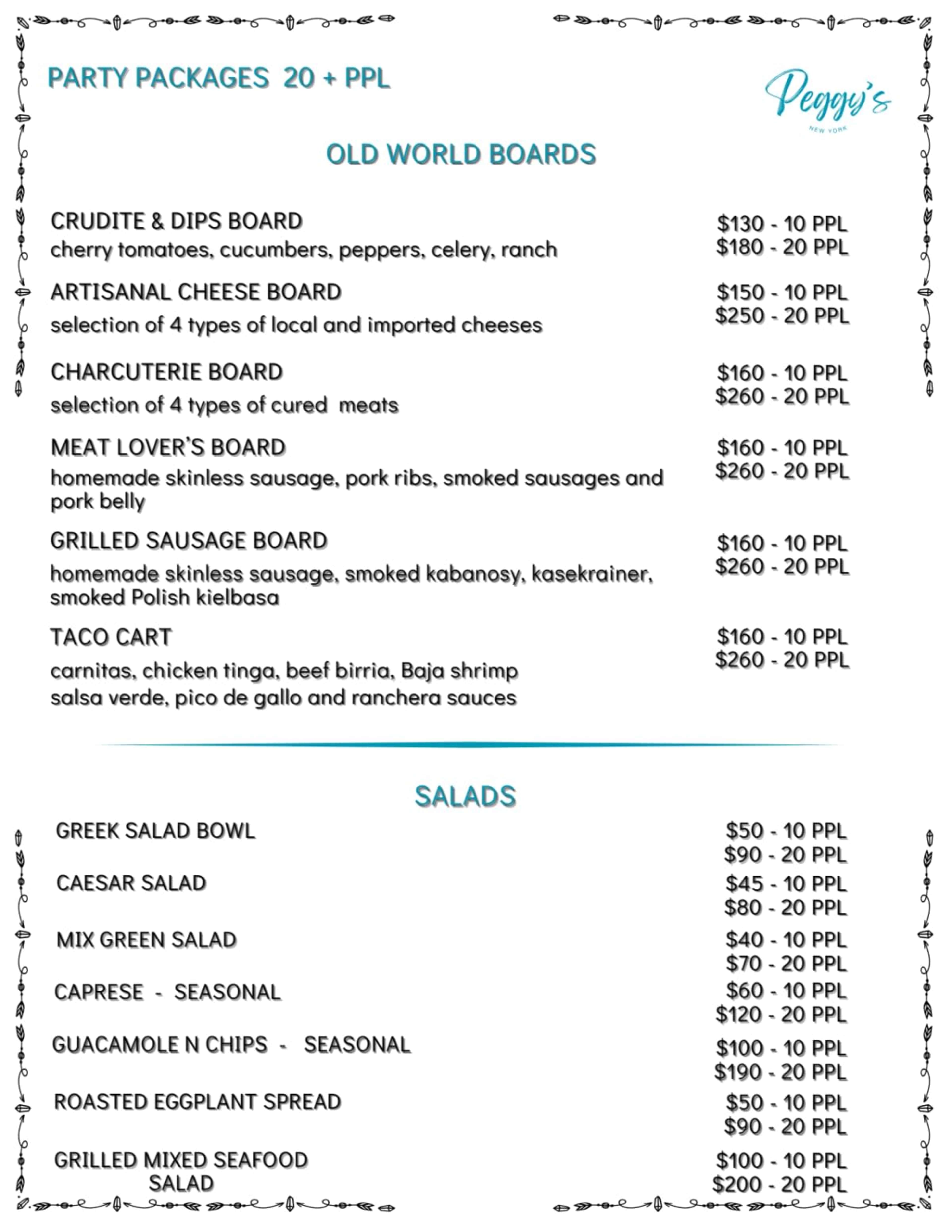 Menu offerings