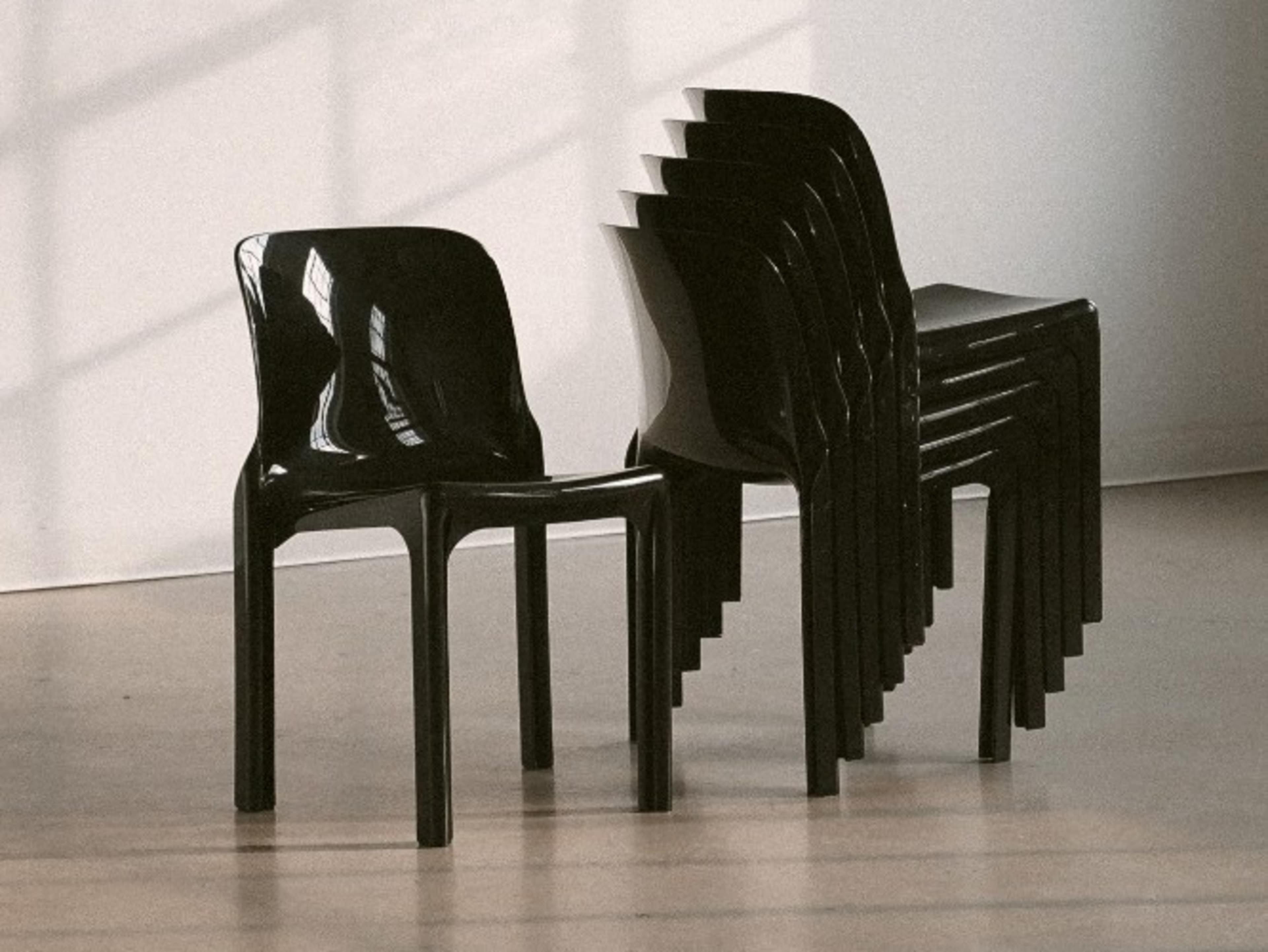 Selene Chairs in Black by Vico Magistretti