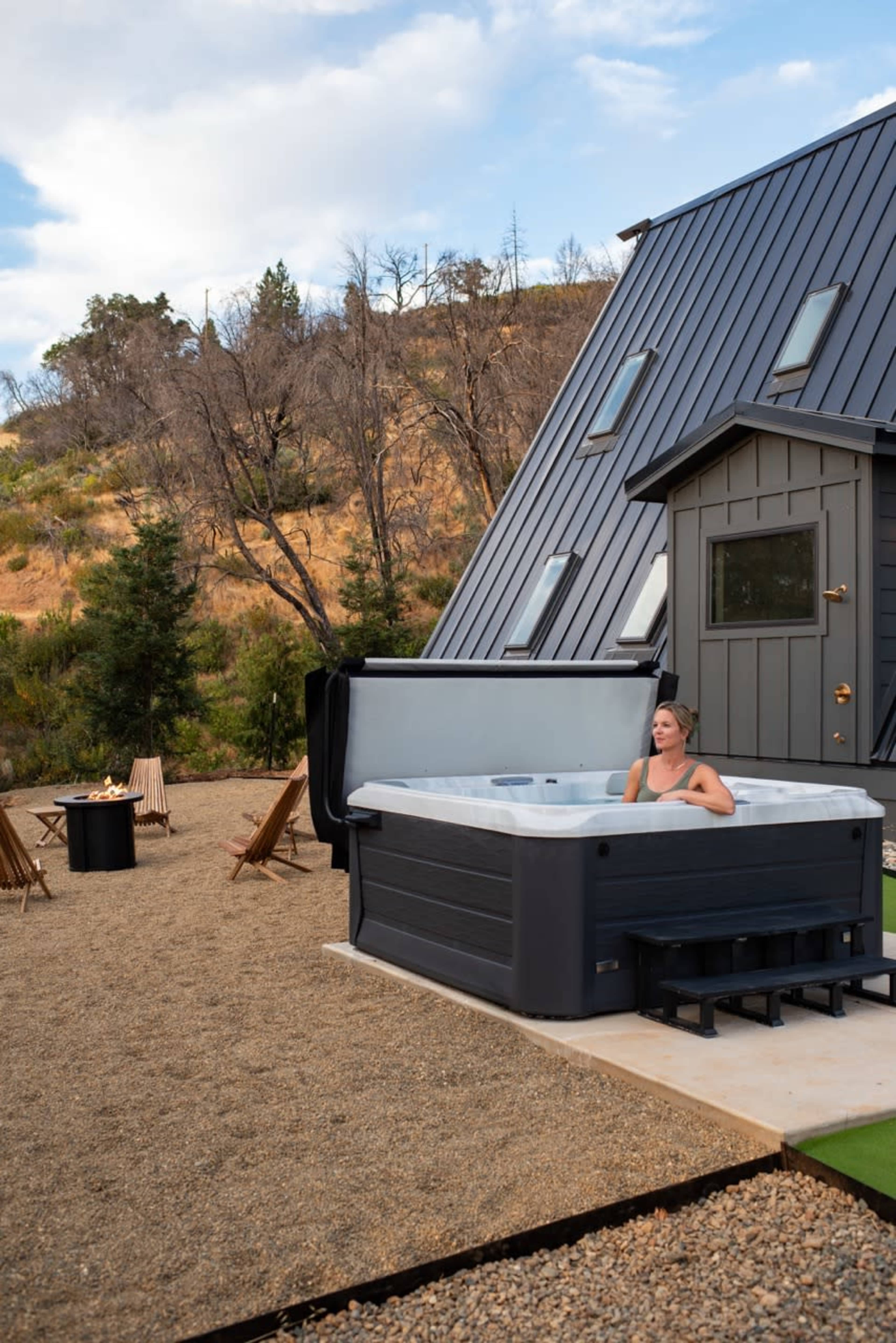 Luxe HGTV A-Frame Cabin with Hot Tub and Mountain Views Image in , Mariposa, CA