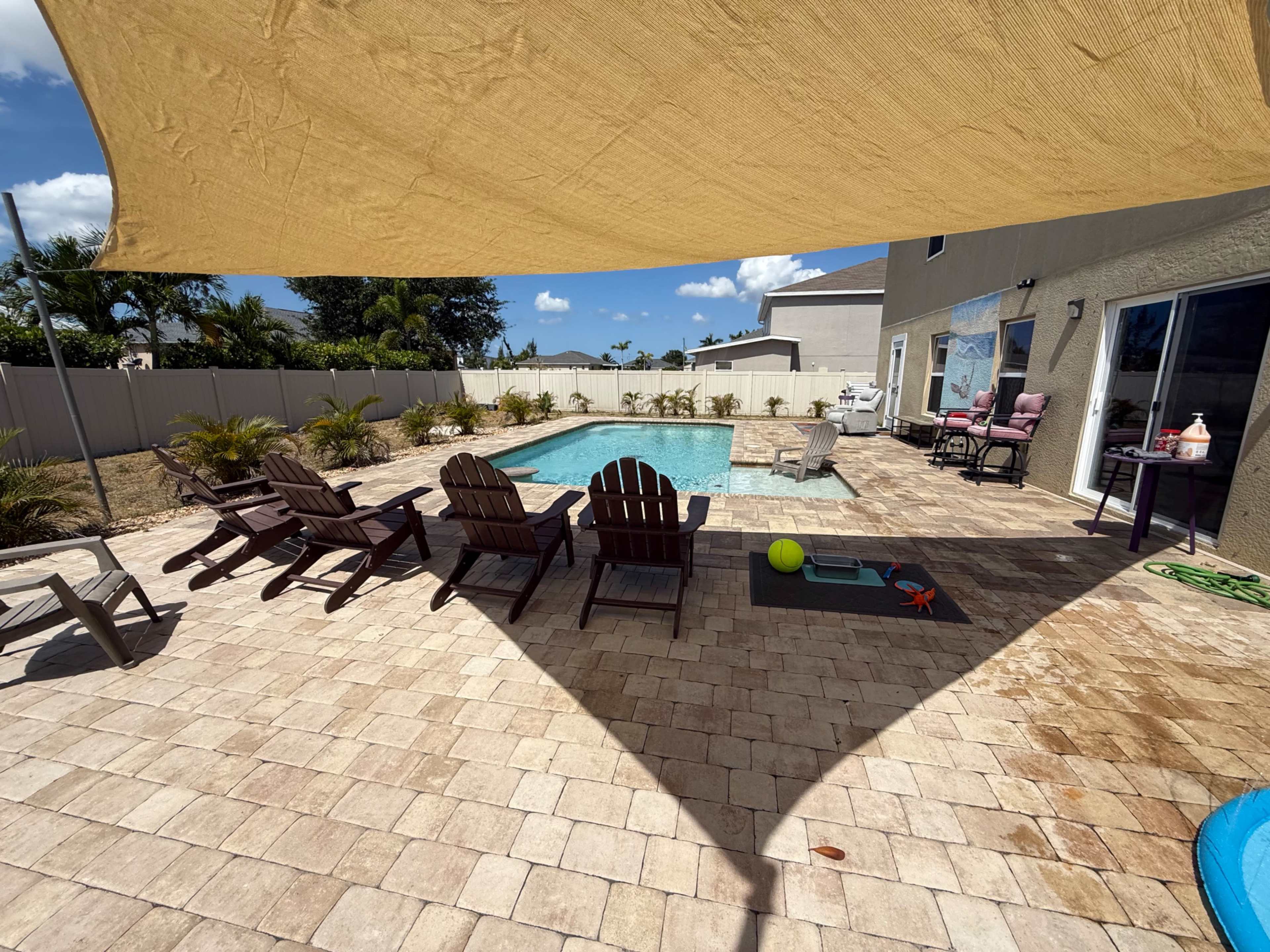 Large Pool with Splash pad and water toys Image in Trafalgar, Cape Coral, FL