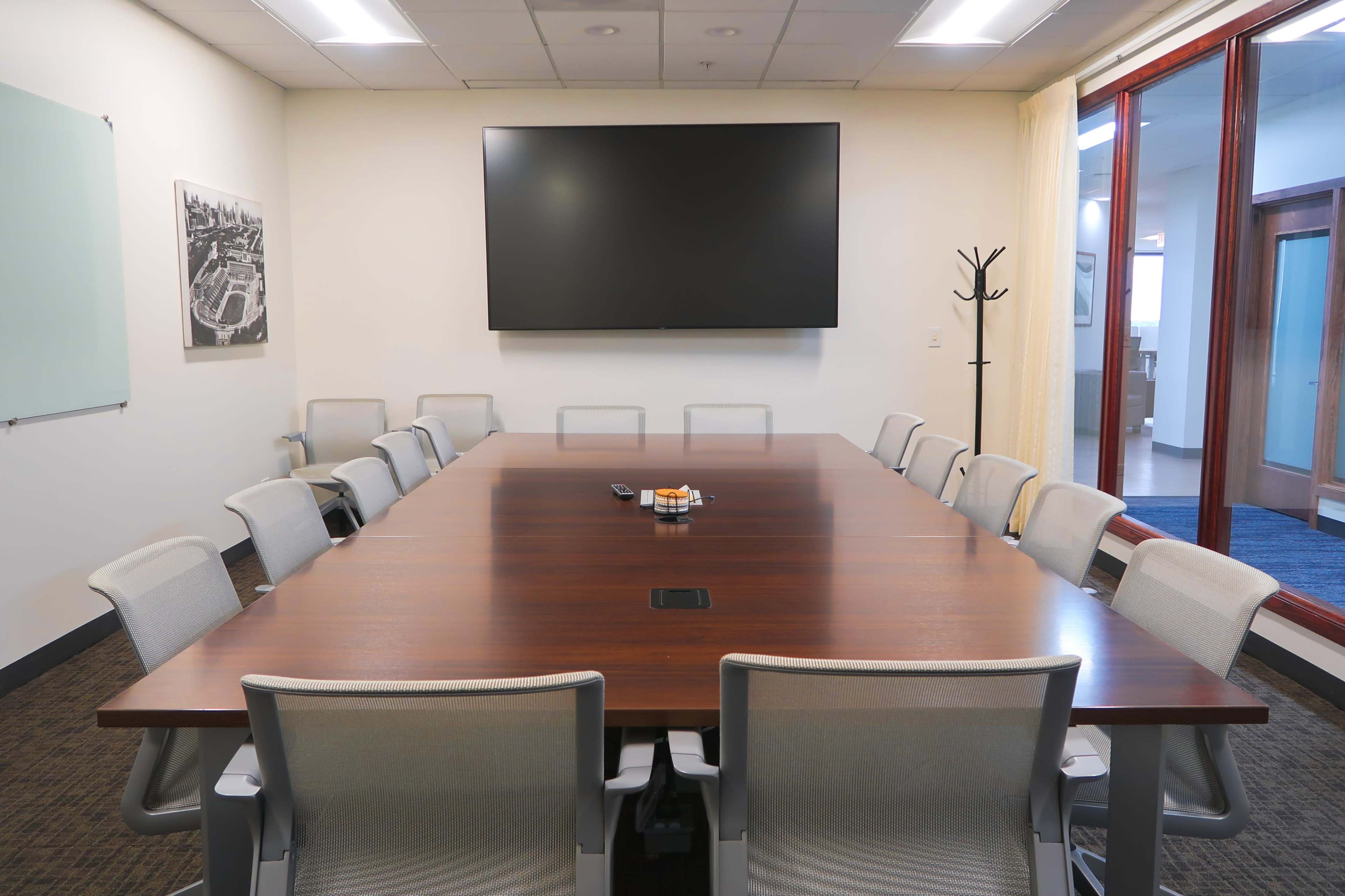 Professional 14-person Meeting Room with 100 inch TV Image in Jefferson Park, Chicago, IL