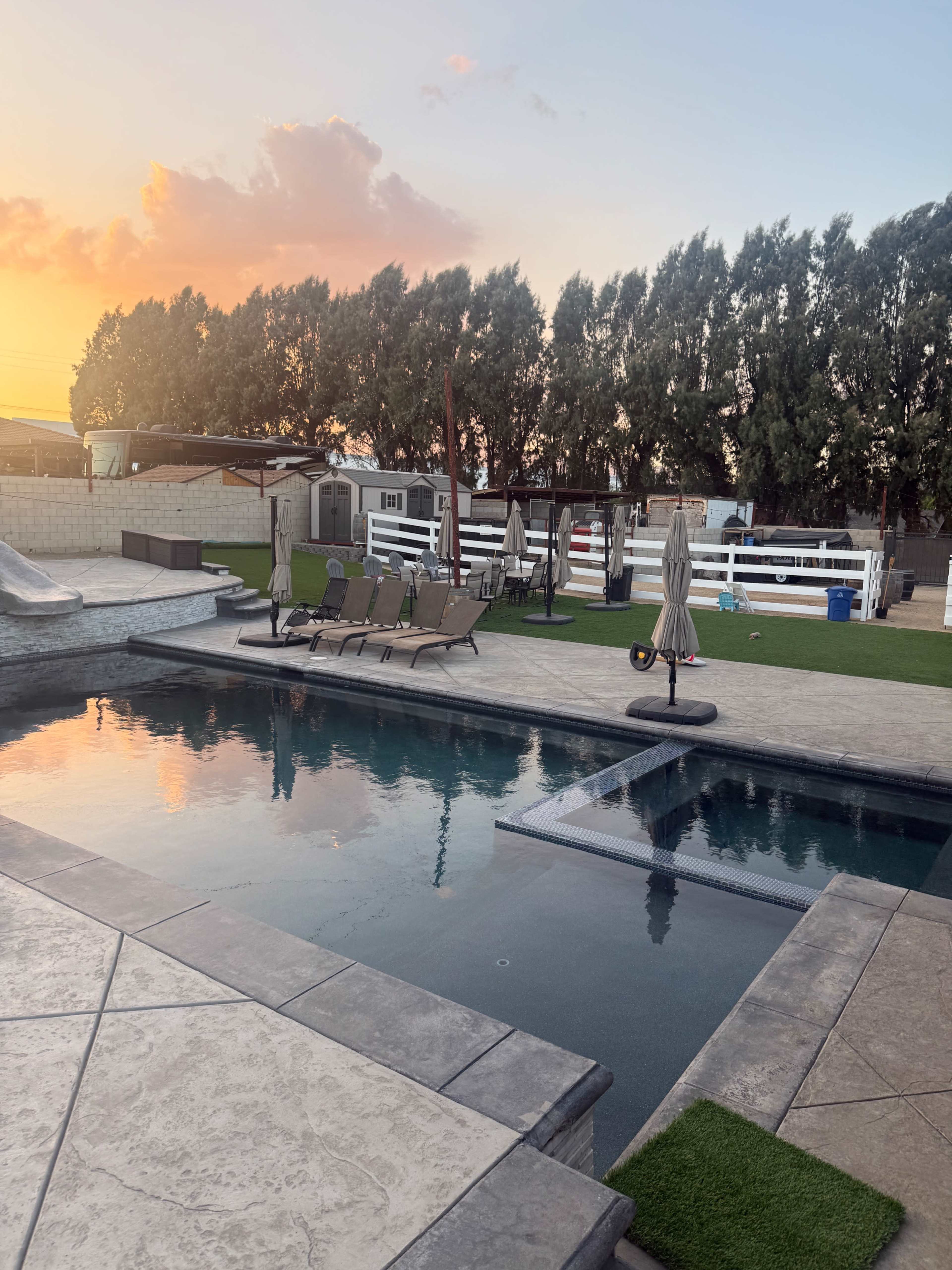 Modern Backyard Outdoor Venue, Elegant and Romantic Outdoor. Beautiful Lighting All Around. Image in , Bloomington, CA