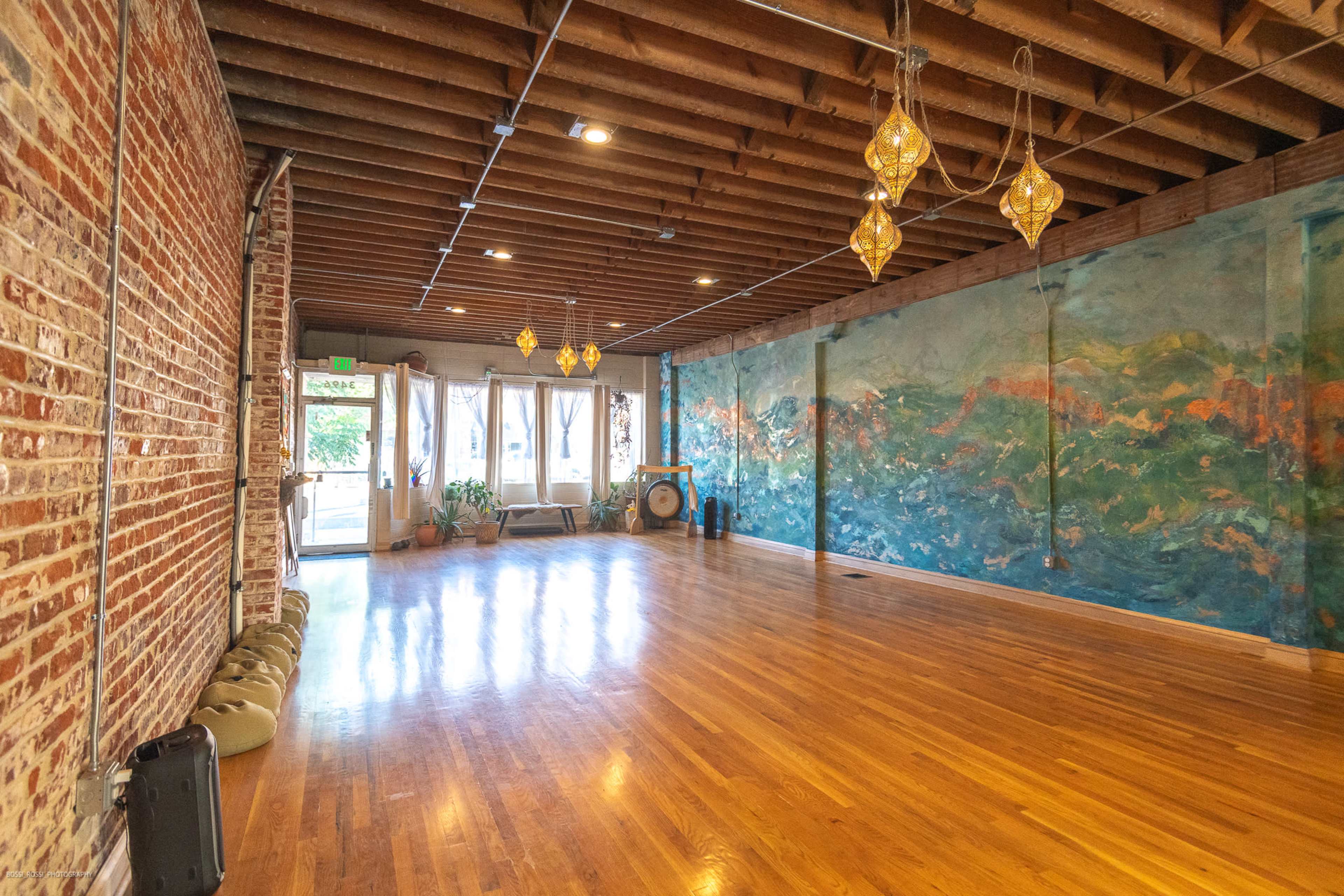 Urban Boutique Yoga Studio with Exposed Brick and Artisan Lights Image in Englewood, Englewood, CO