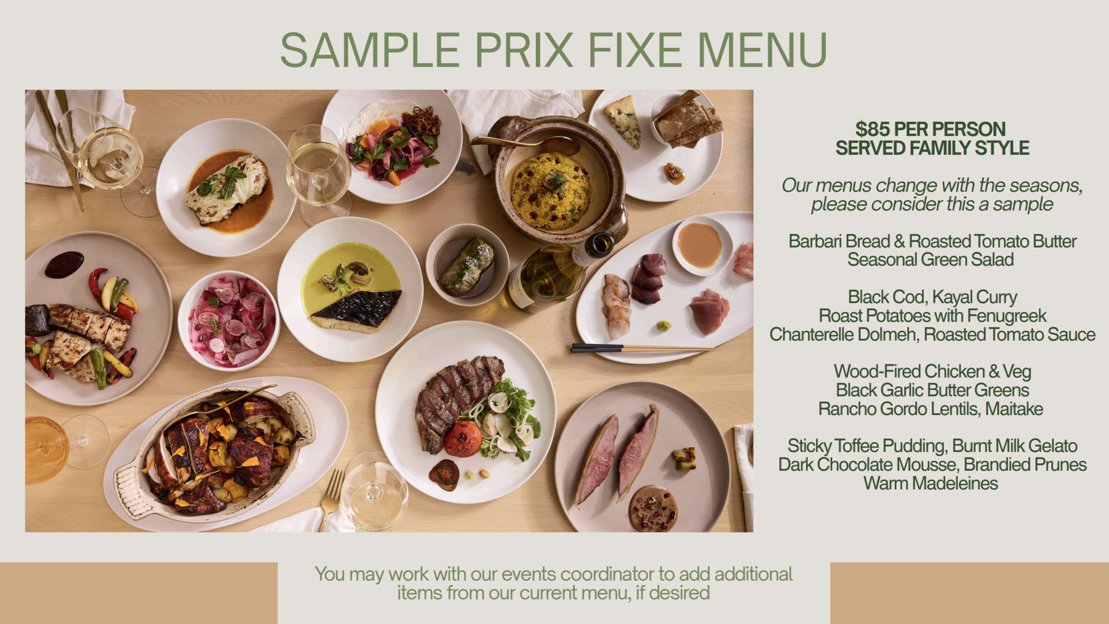 Menu offerings