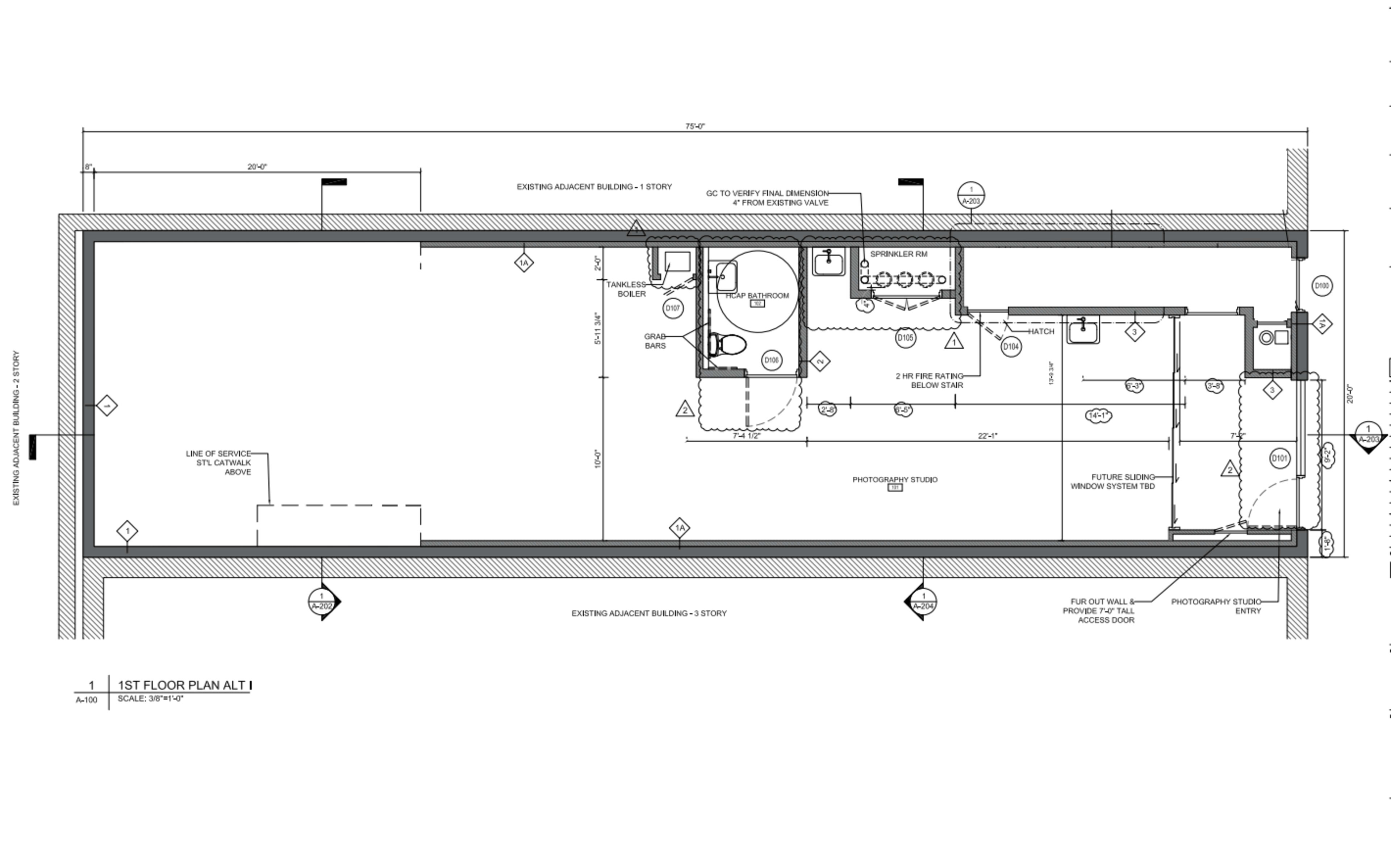 The image displays a detailed architectural first-floor plan of a building, showing various rooms, dimensions, and layout specifics.