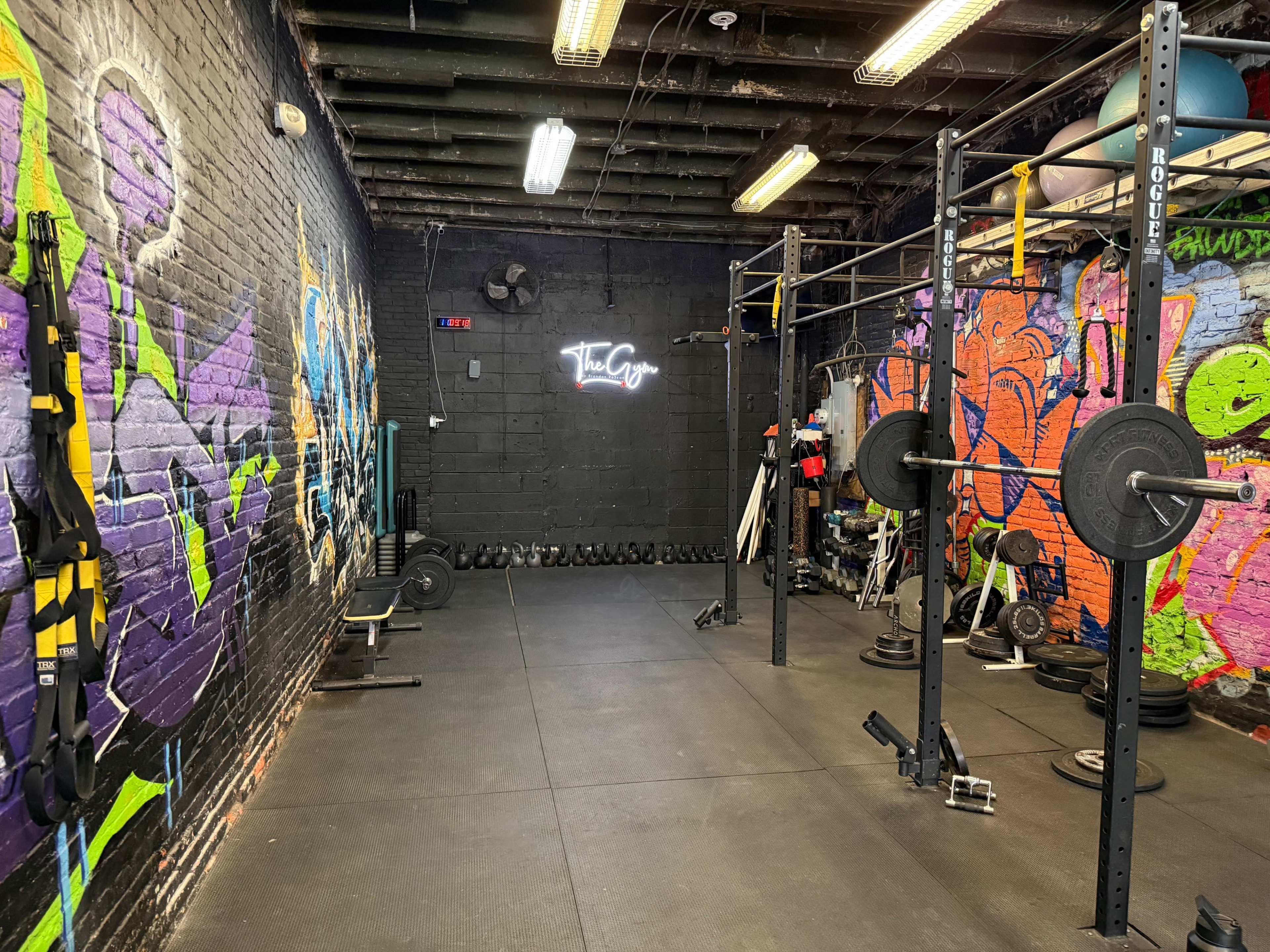 Spacious Garage Gym with Graffiti. Image in North Philadelphia, Philadelphia, PA