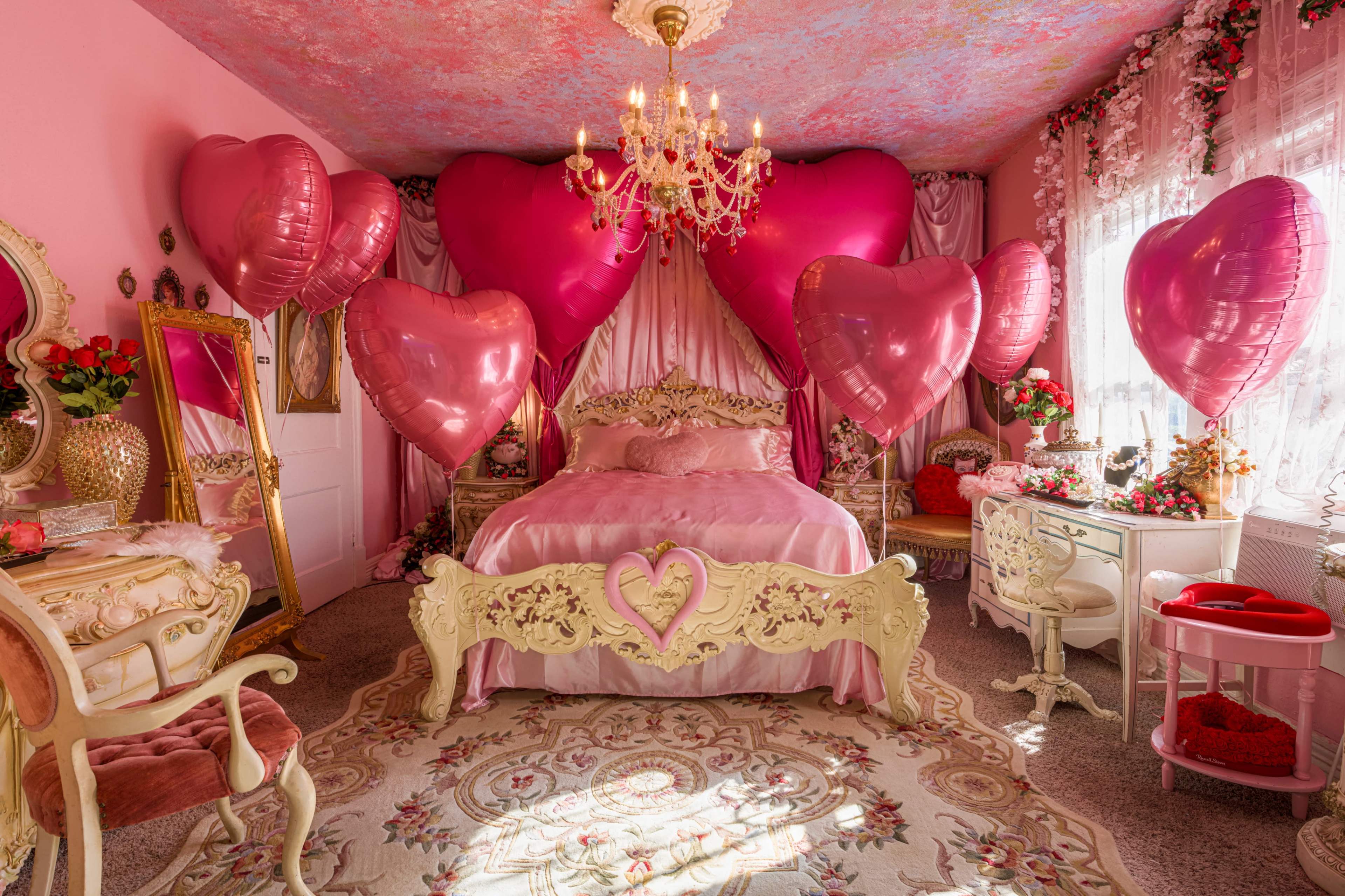 Pink Valentine House — Vintage Pink Sets for Editorial & Production Image in Near Northside, Houston, TX