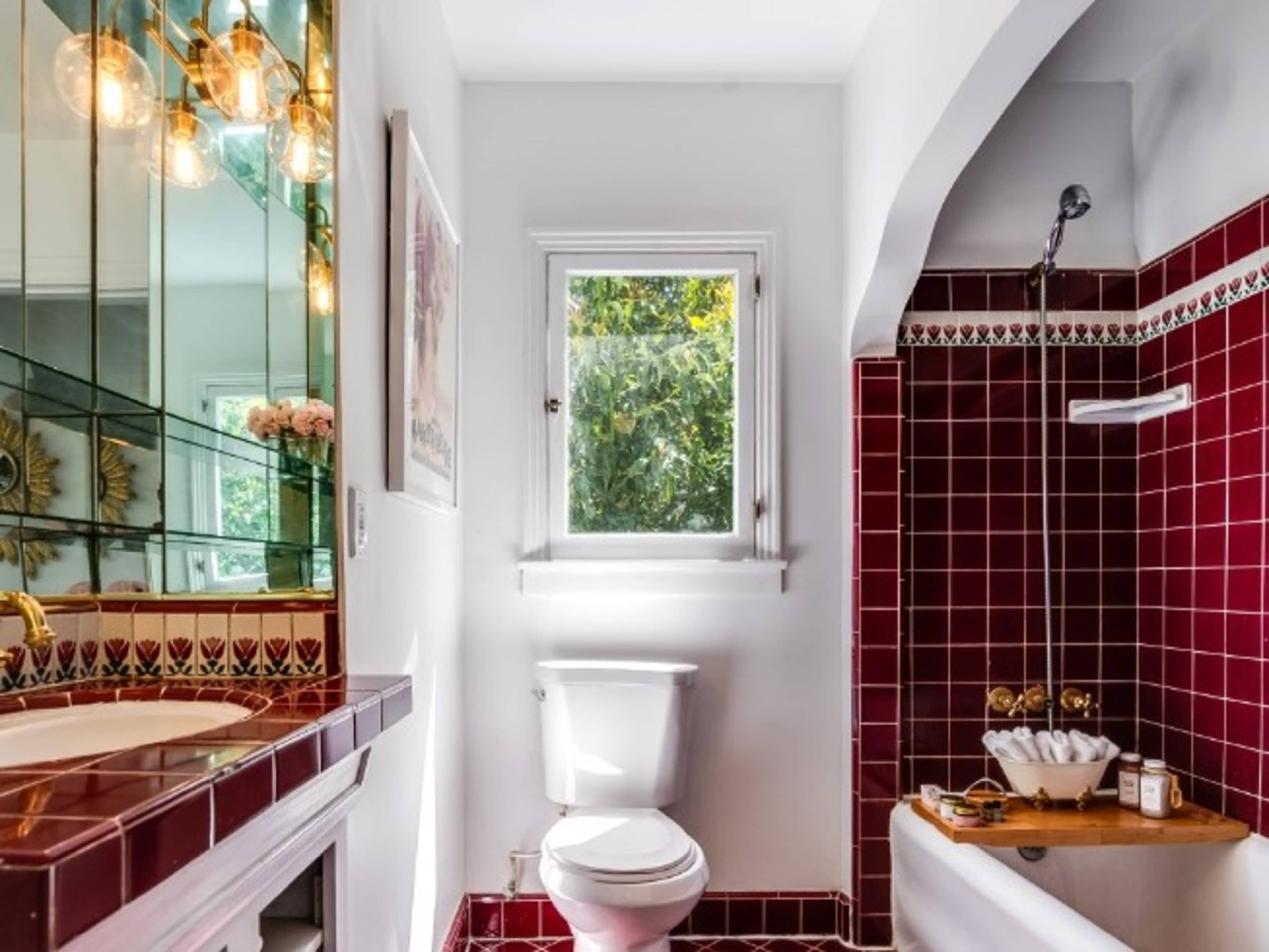 Burgundy vanity bathroom