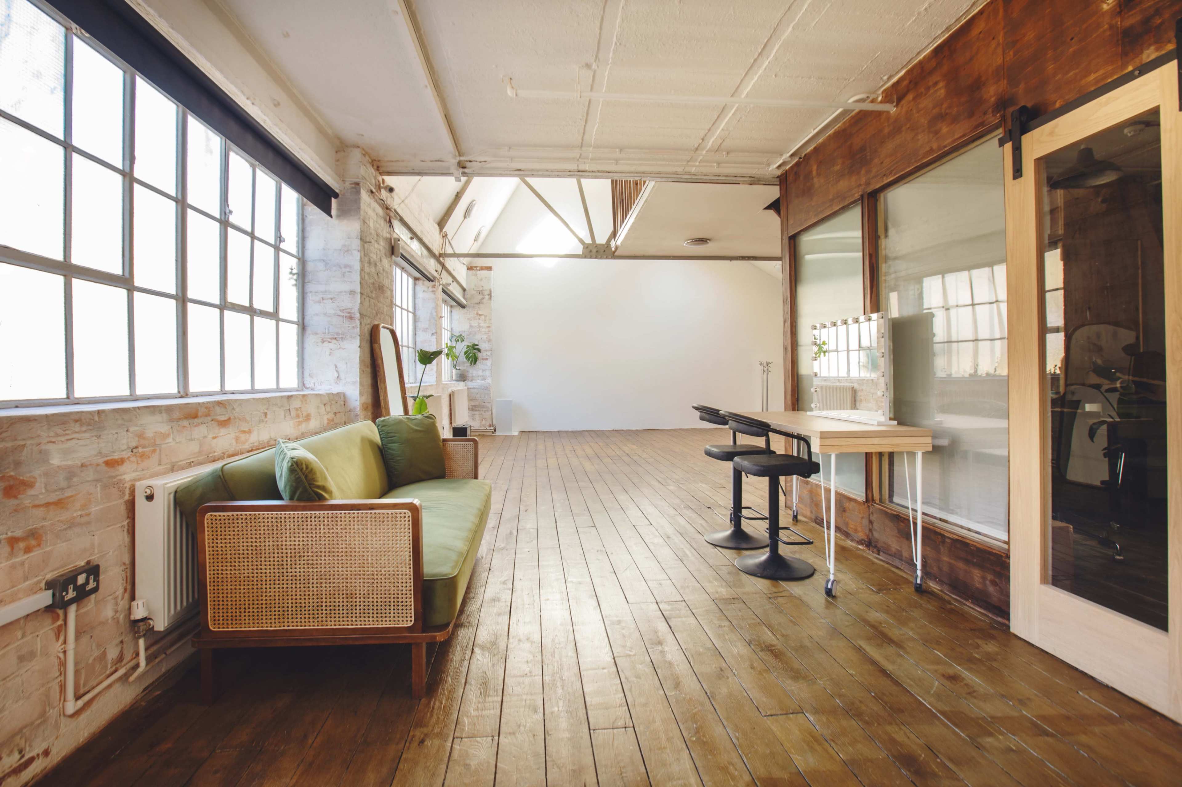 Warehouse Space with Wooden Floor and Brick walls Image in Dalston, london, ENG