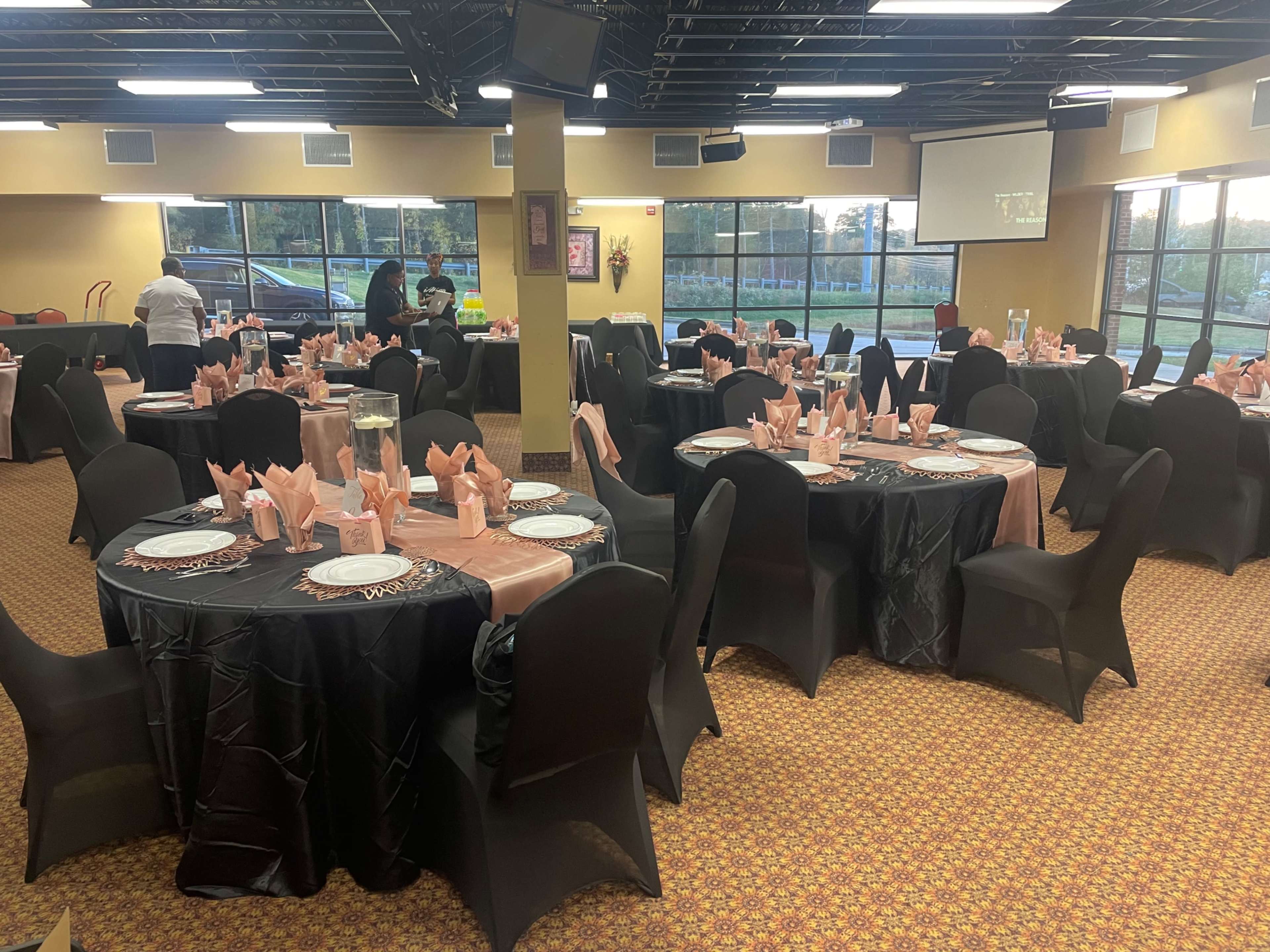 The banquet hall is ideal for dinner parties, corporate gatherings, receptions, reunions and baby showers. Image in High Point, High Point, NC