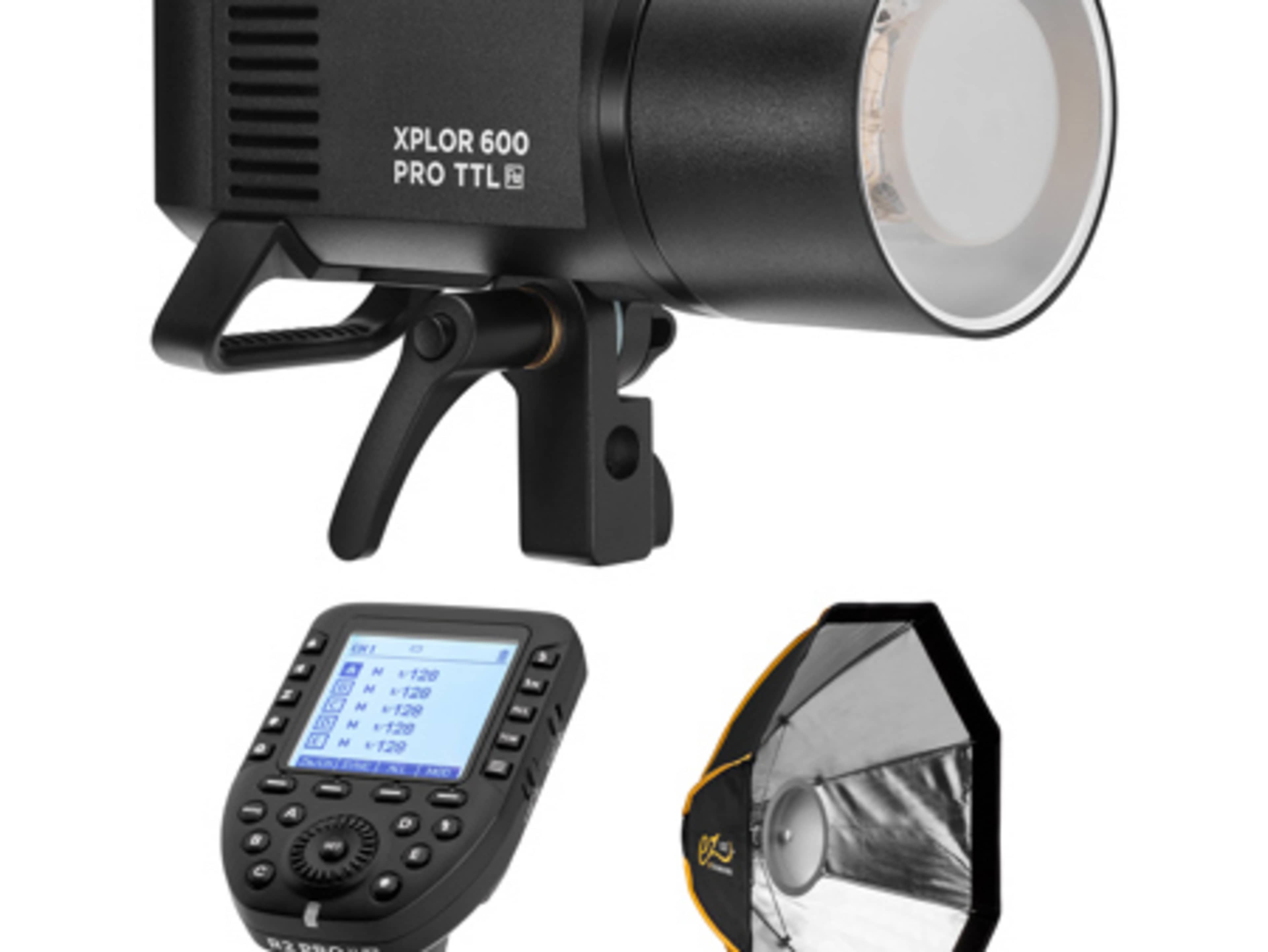 Flashpoint EXPLOR600 with soft box and trigger