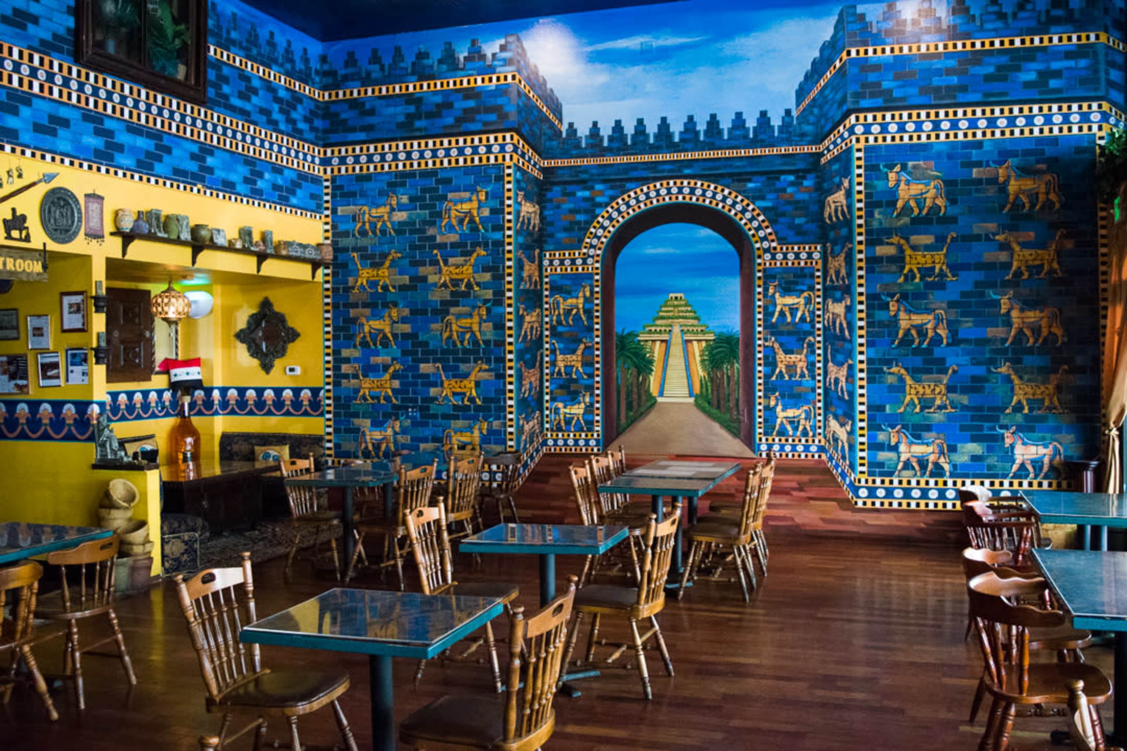 Downtown Restaurant with Hand Painted Murals of Ancient Babylonia Image in Southwest Portland, Portland, OR
