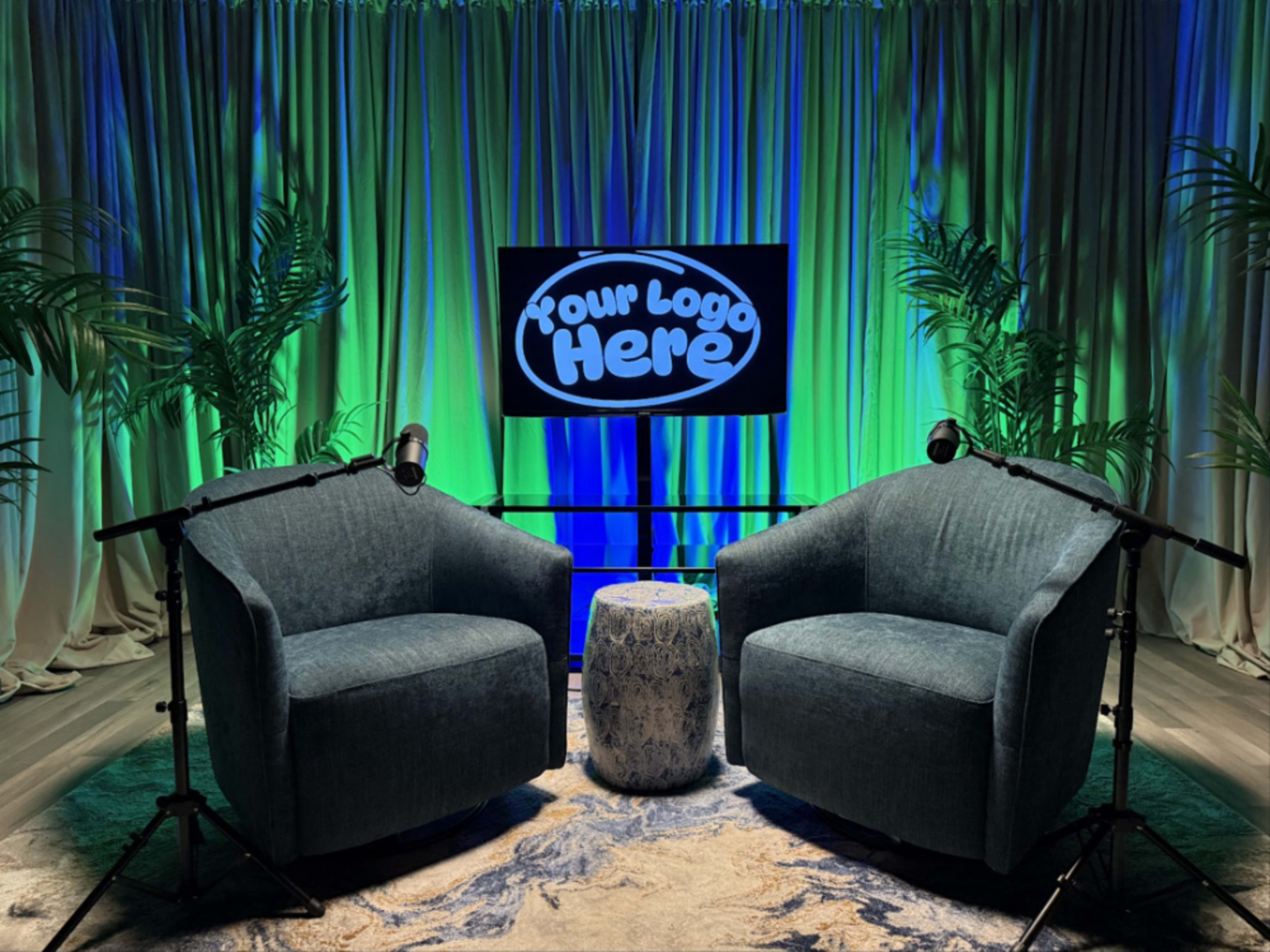 2 Person Podcast Lush Chairs