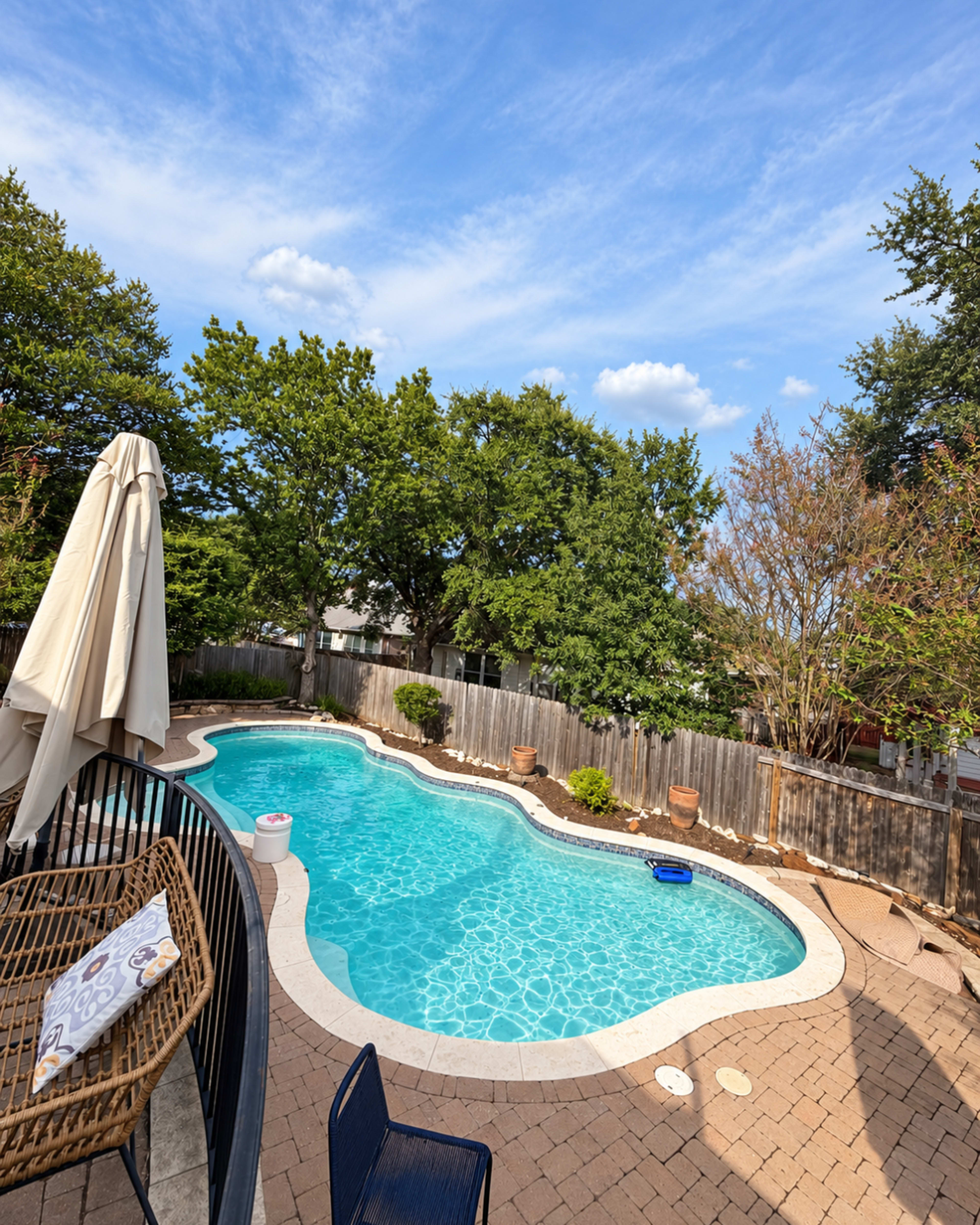 Private Backyard Event Venue with Pool, Large Patio + Private Restroom Image in Mountain Creek, Pflugerville, TX