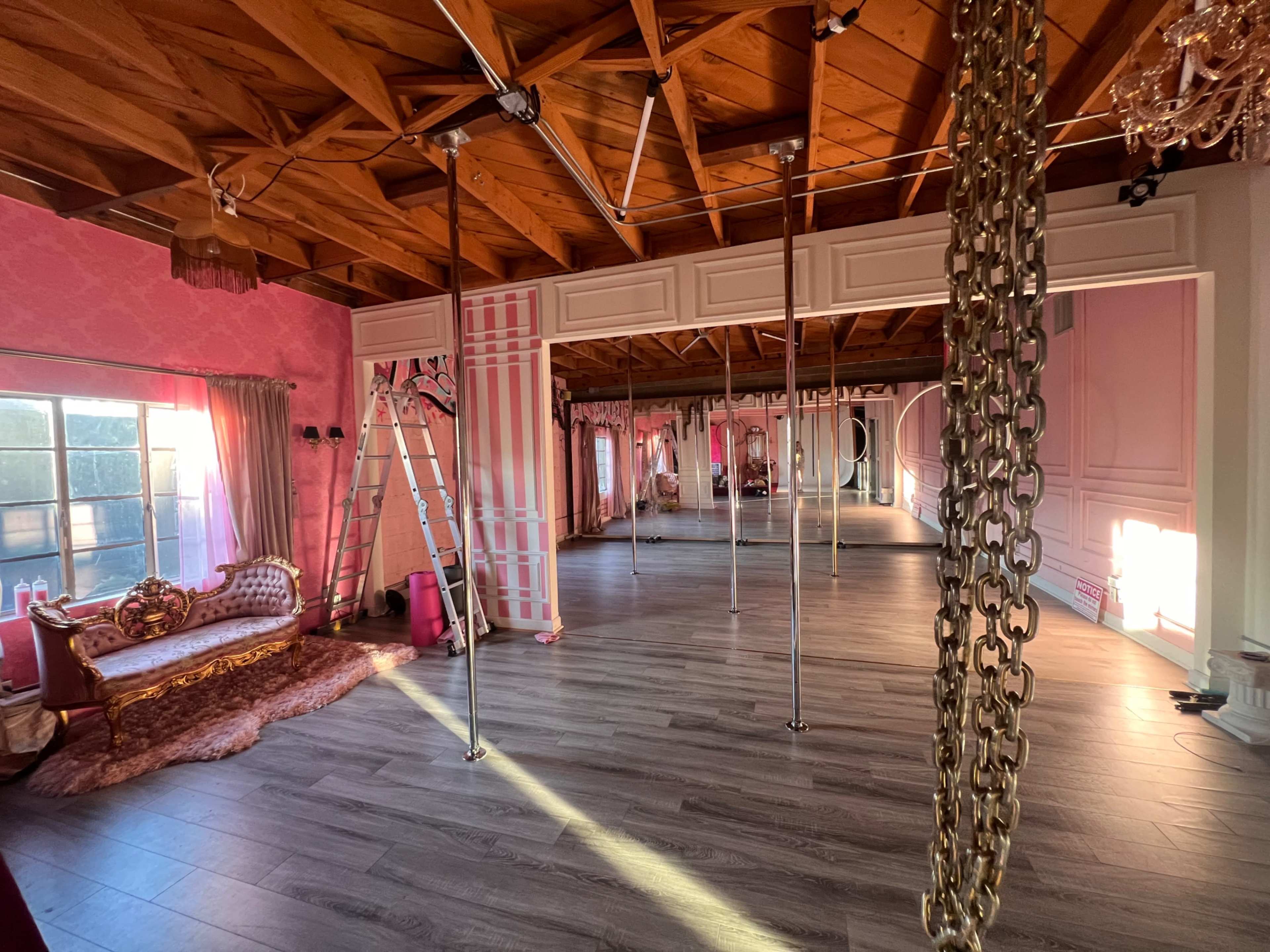 Pink Pole Dance Studio with a Cyc and a Bathtub Image in Hollywood, Hollywood, CA