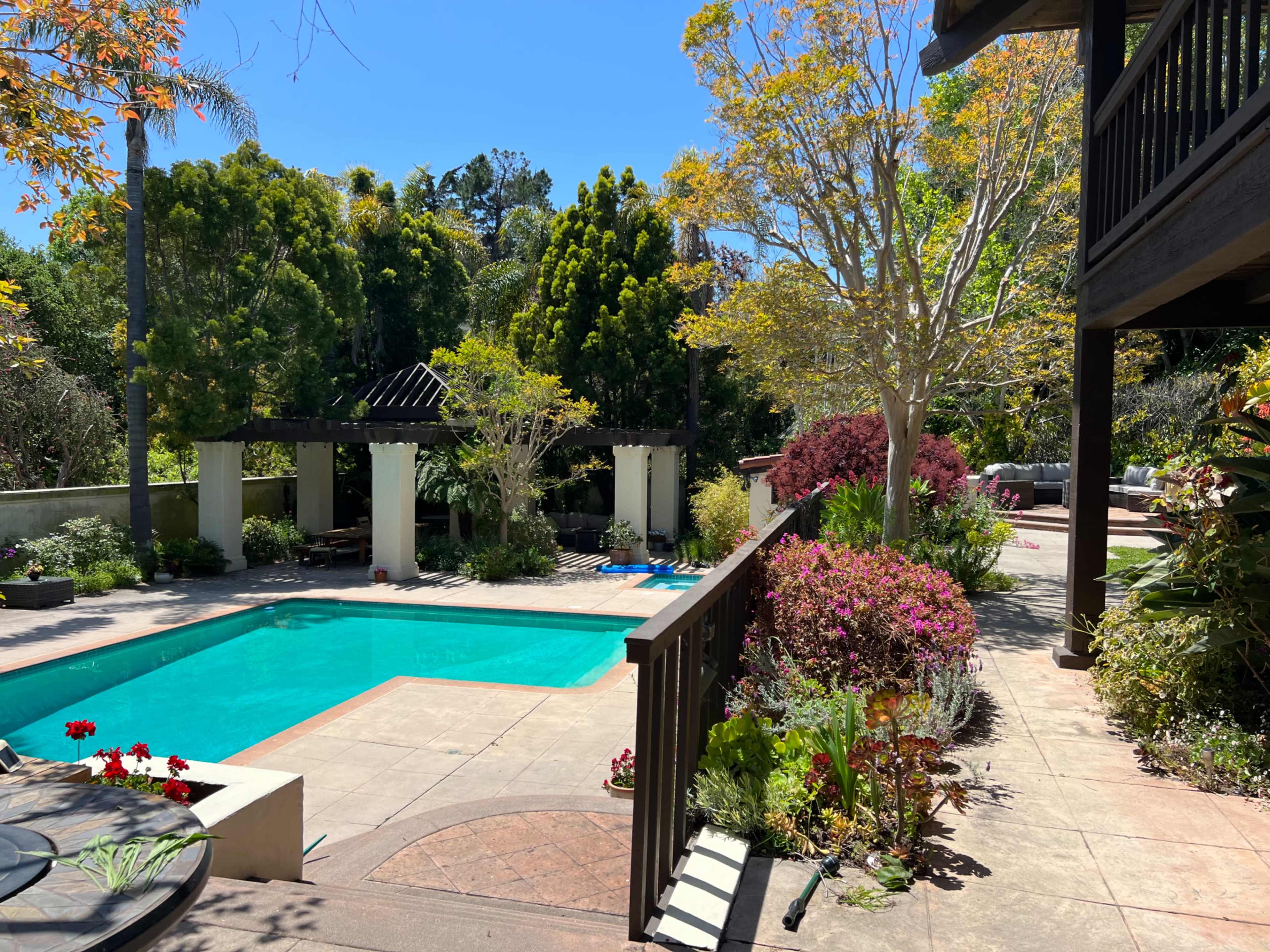 Resort-style pool, in-ground hot tub and beautiful garden Image in Santa Cruz, Santa Cruz, CA