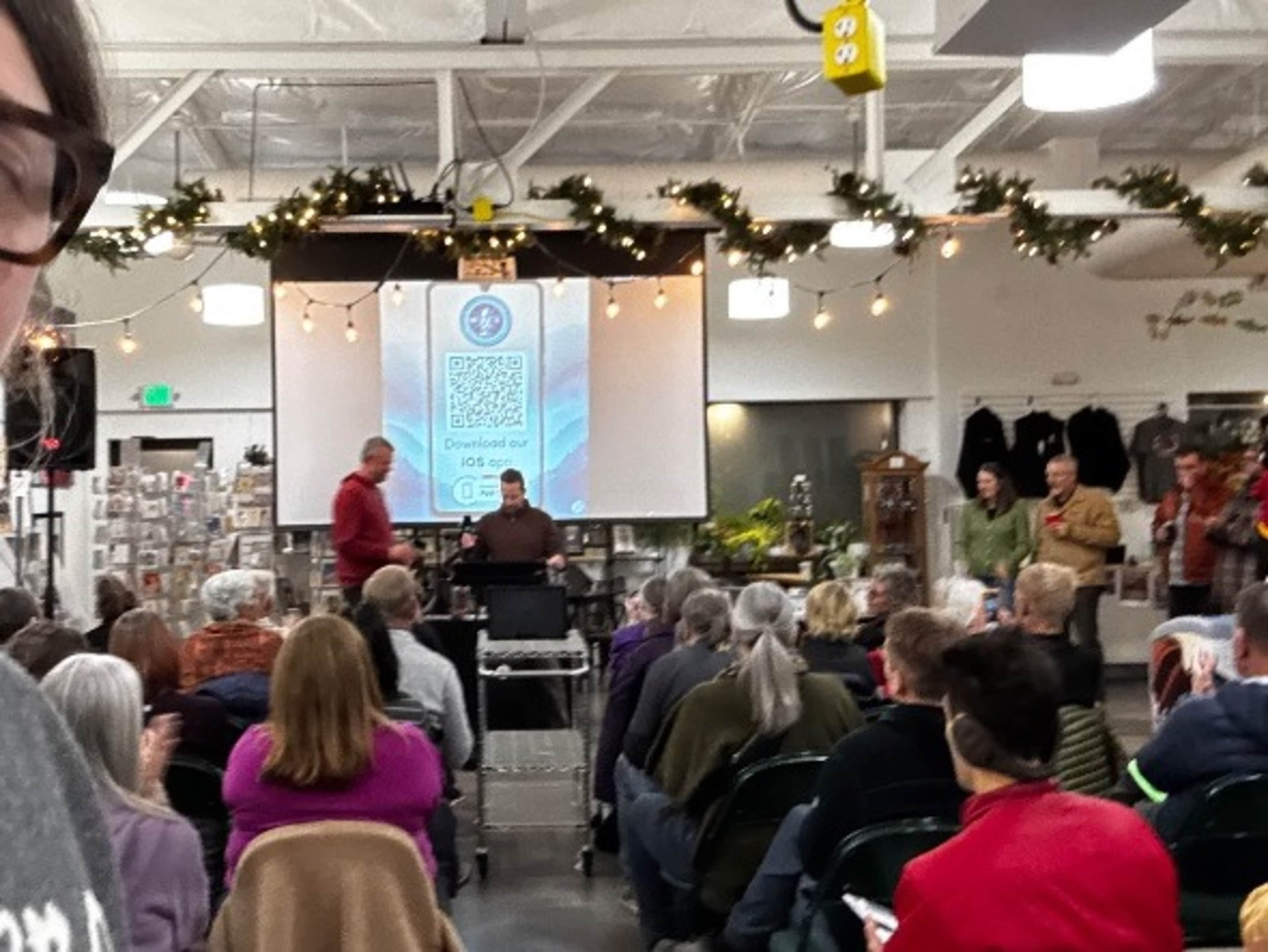 Drop down screen and projector