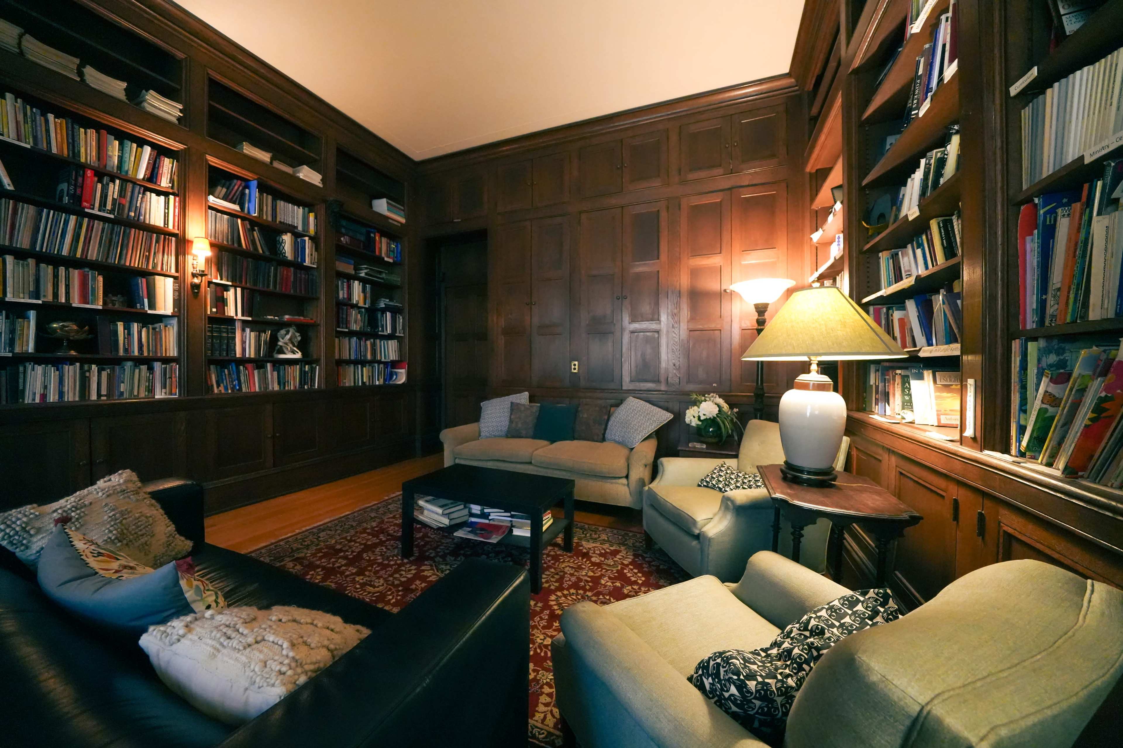 Vintage Scholarly Library with Wooden Bookshelves and Classic Study Rooms Image in Brooklyn Heights, Brooklyn, NY