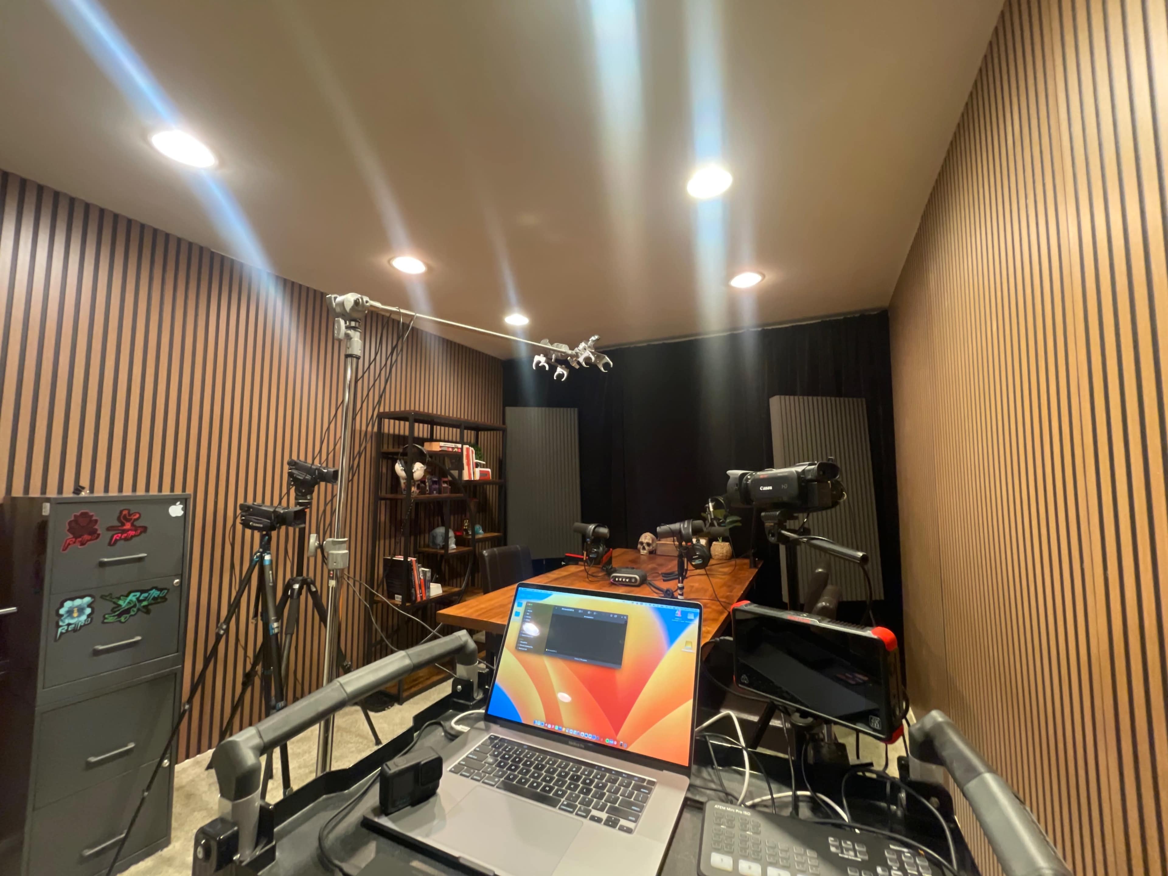 Professional Podcast Studio with Wood Accents Image in El Dorado Park Estates, Long Beach, CA