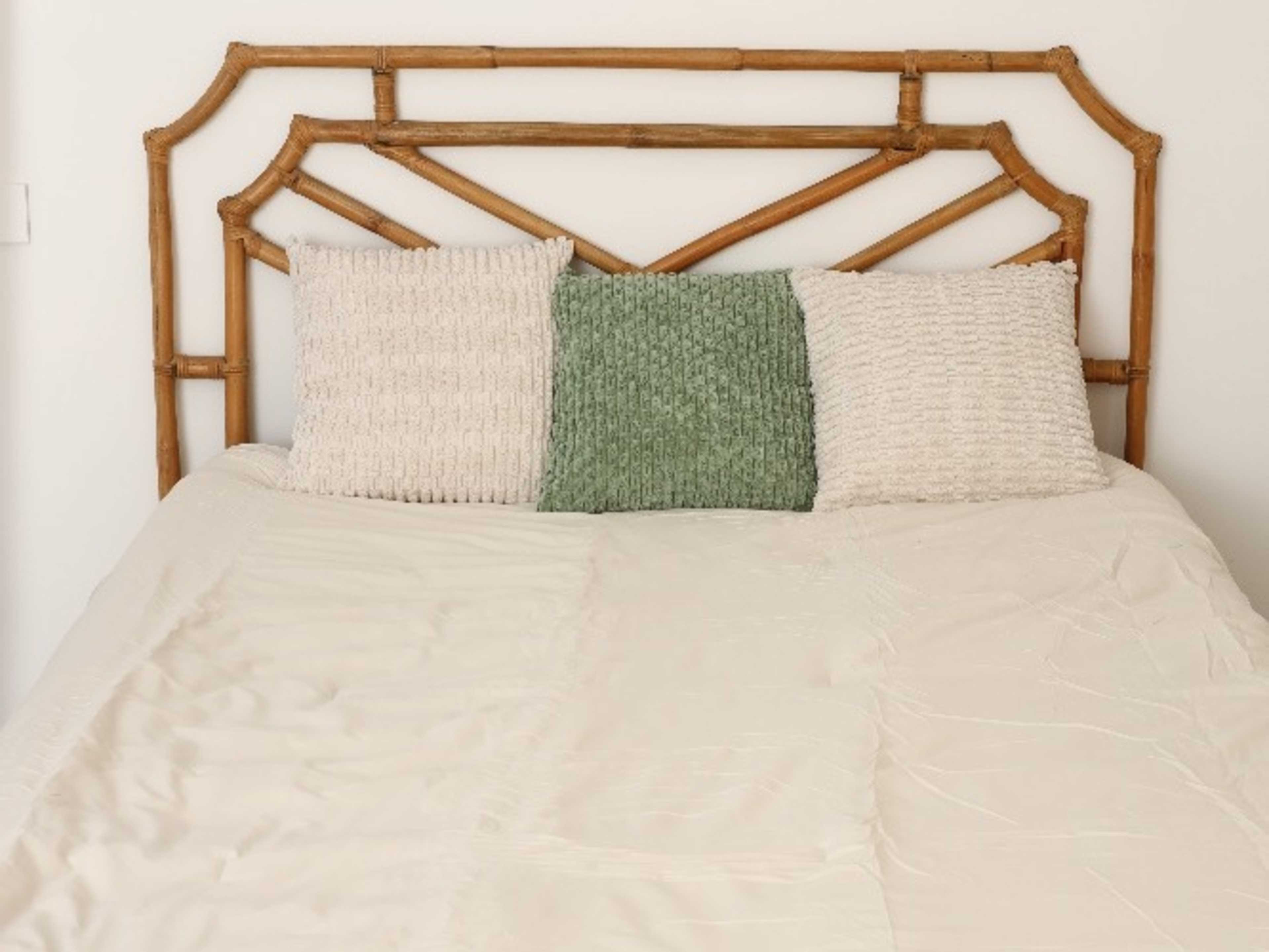 Boho Bed- Twin Mattress with wicker headboard 