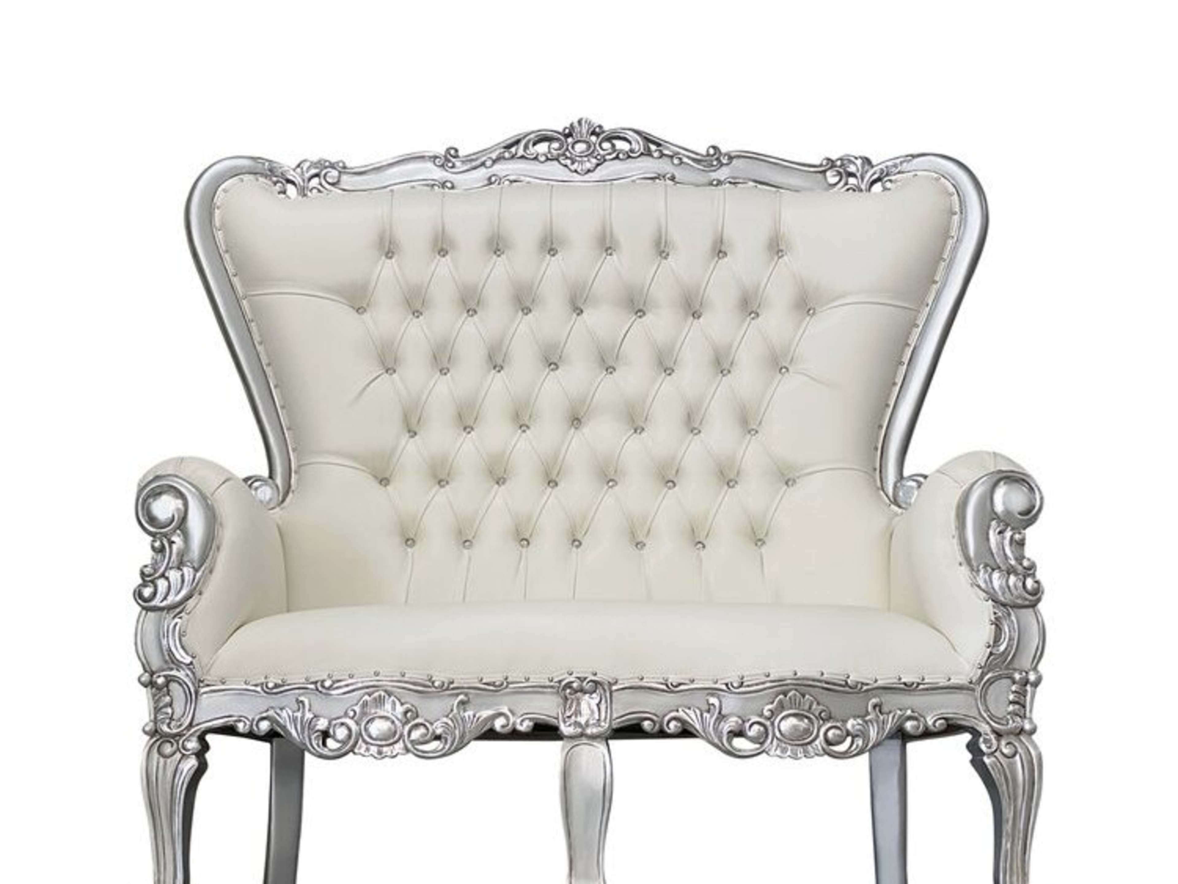 White and Silver Double Throne Chair 