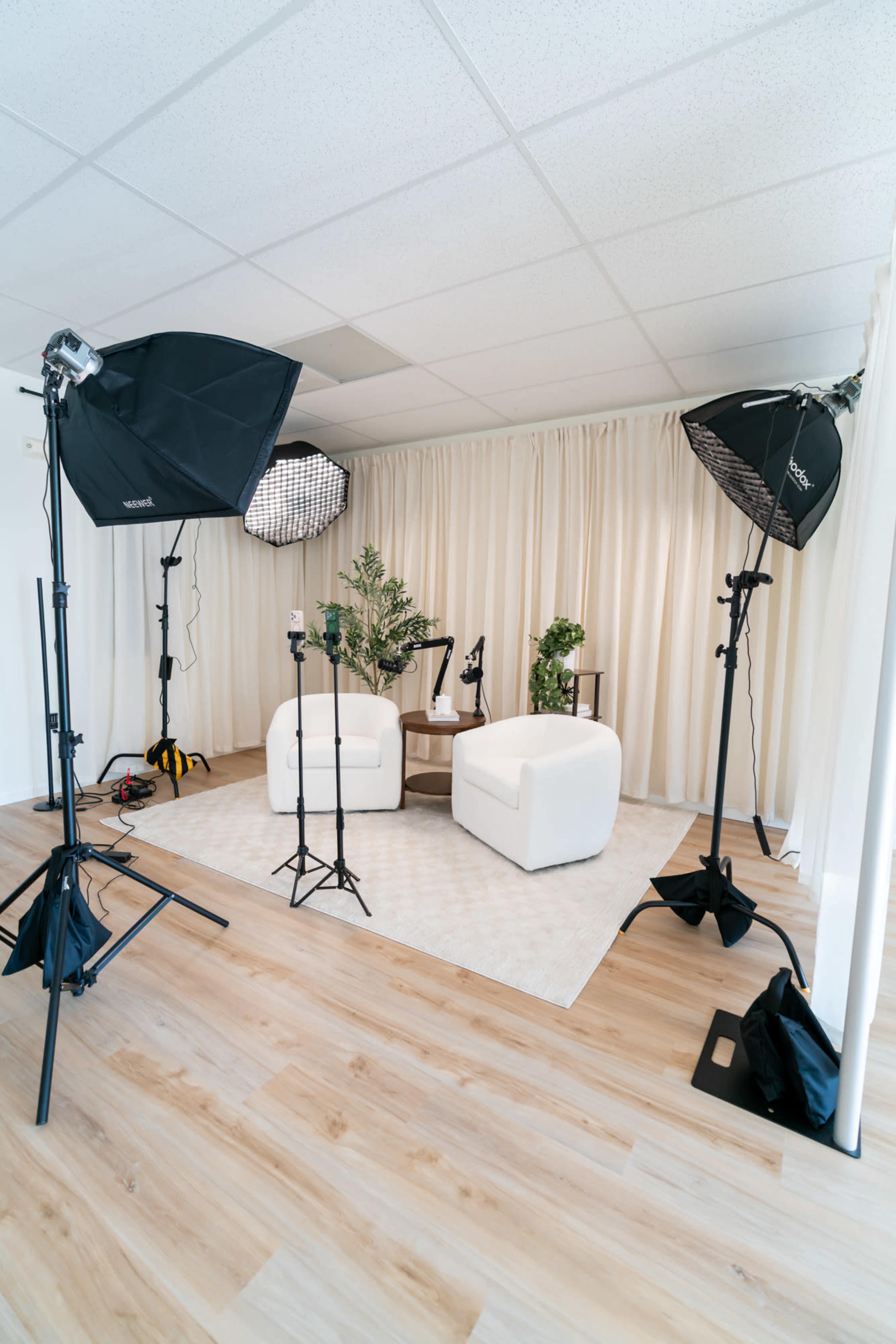 Modern Podcast Studio with Warm Neutral Aesthetic Image in Middlefield, Middletown, CT