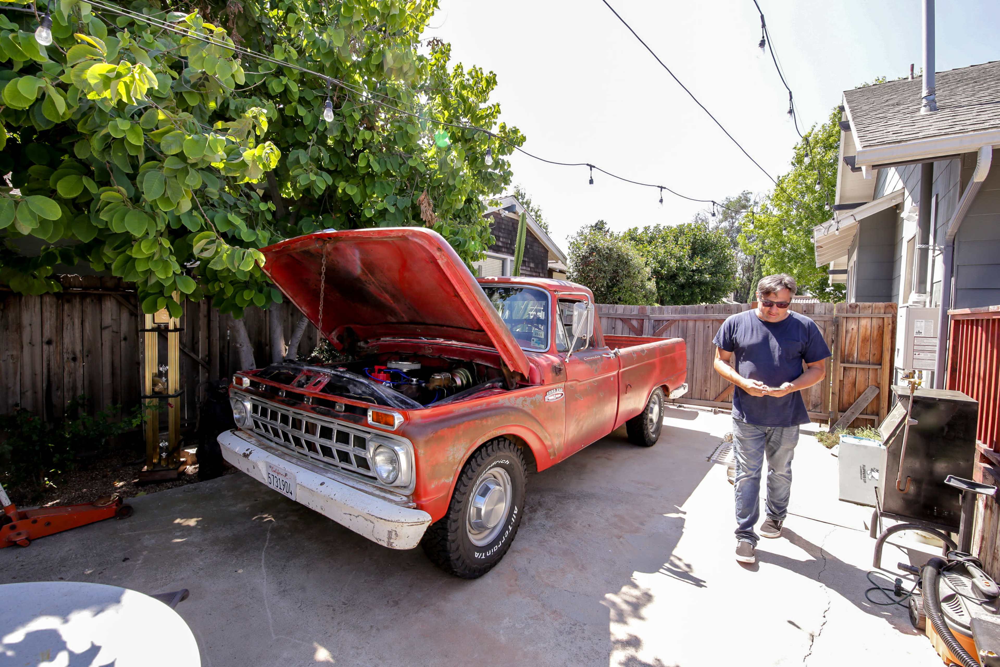 Vintage Backyard Stone Cantina, Trailer, and Firepit Image in Rose Park, long beach, CA