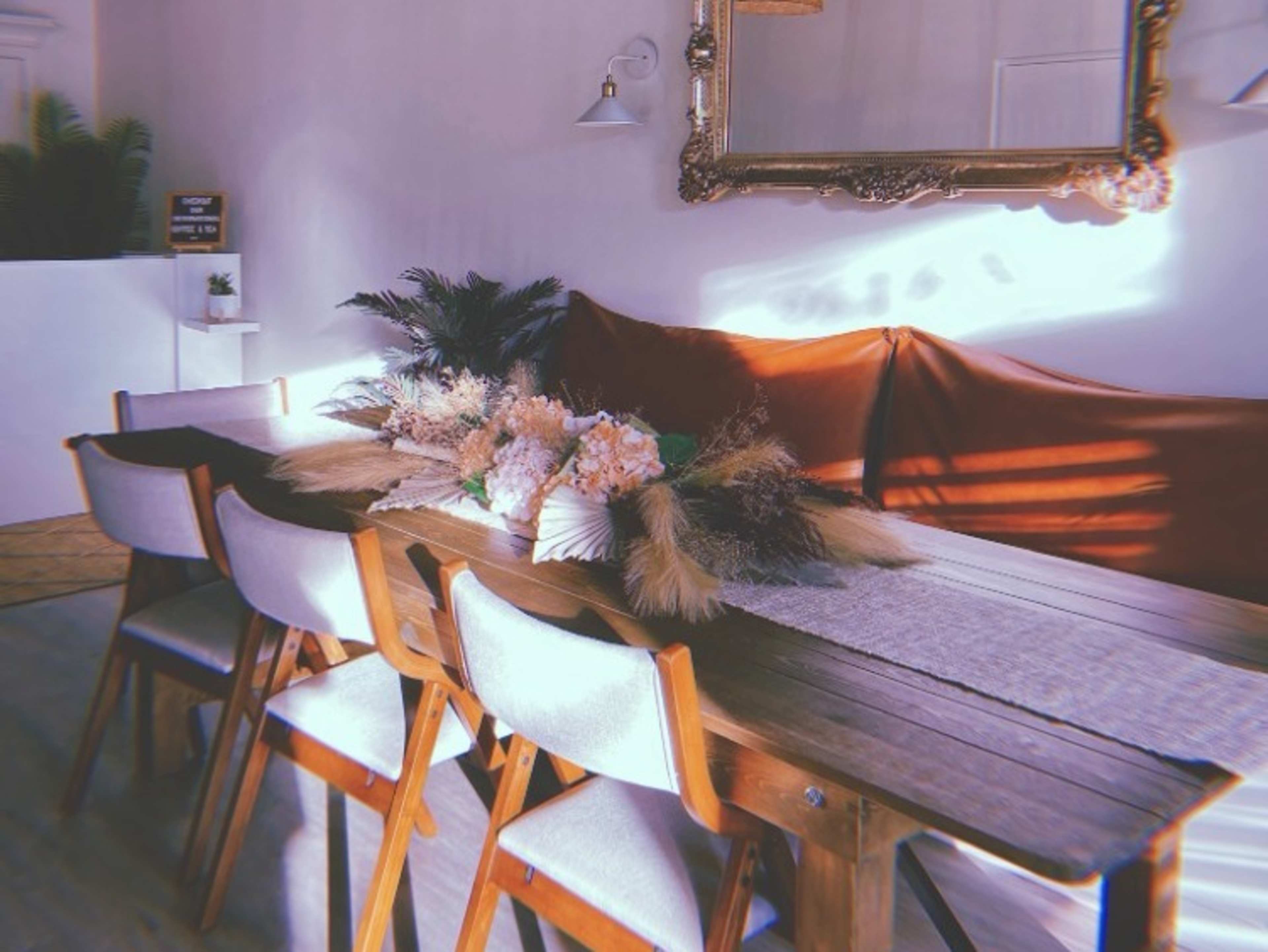 9ft Table with Bench and 6 Chairs