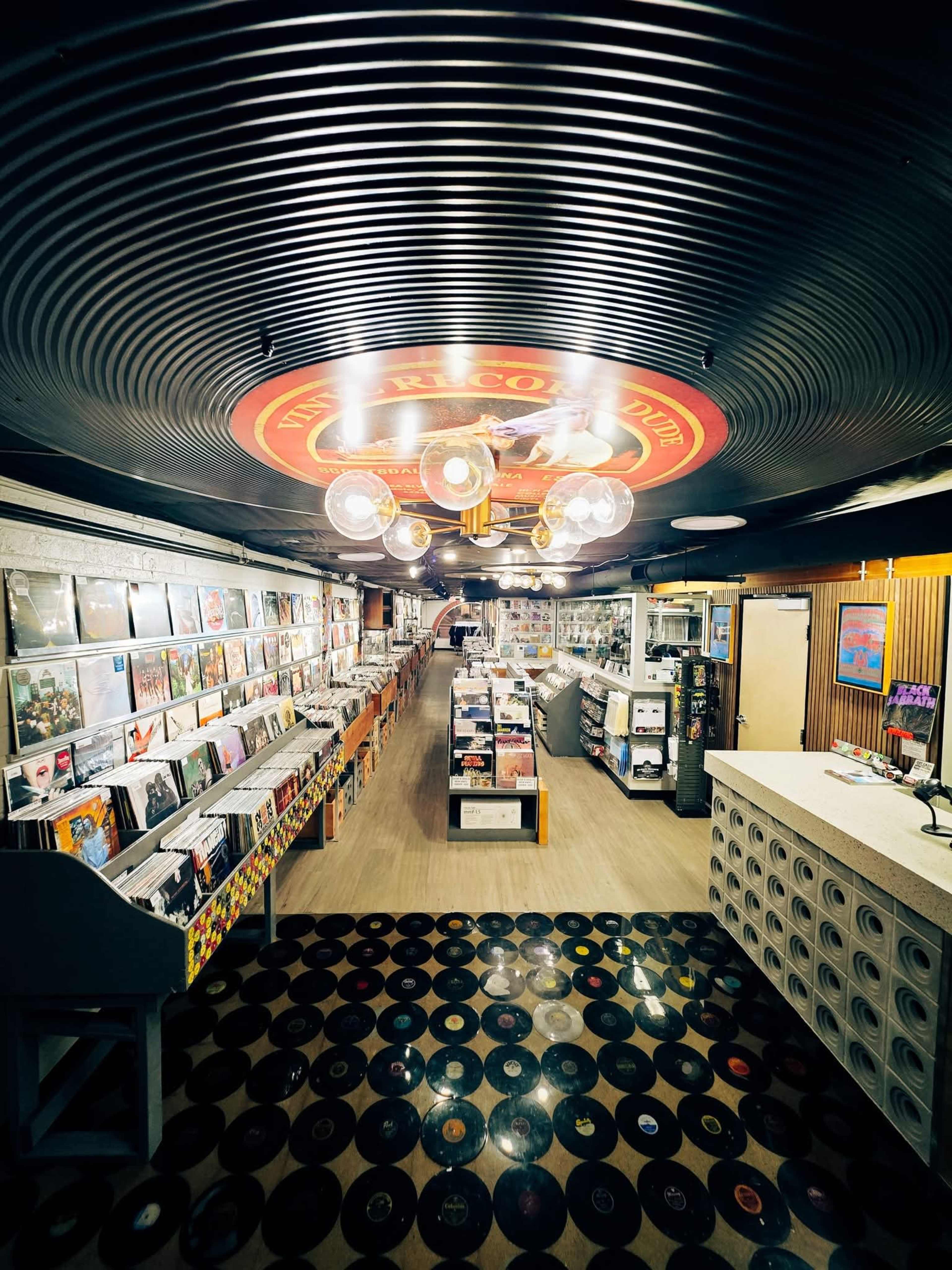 Very Unique Mid-century Boutique, Upscale Record Store With A Record Floor And Giant Record Chandelier. Image in Paradise Valley Plaza, Scottsdale, AZ