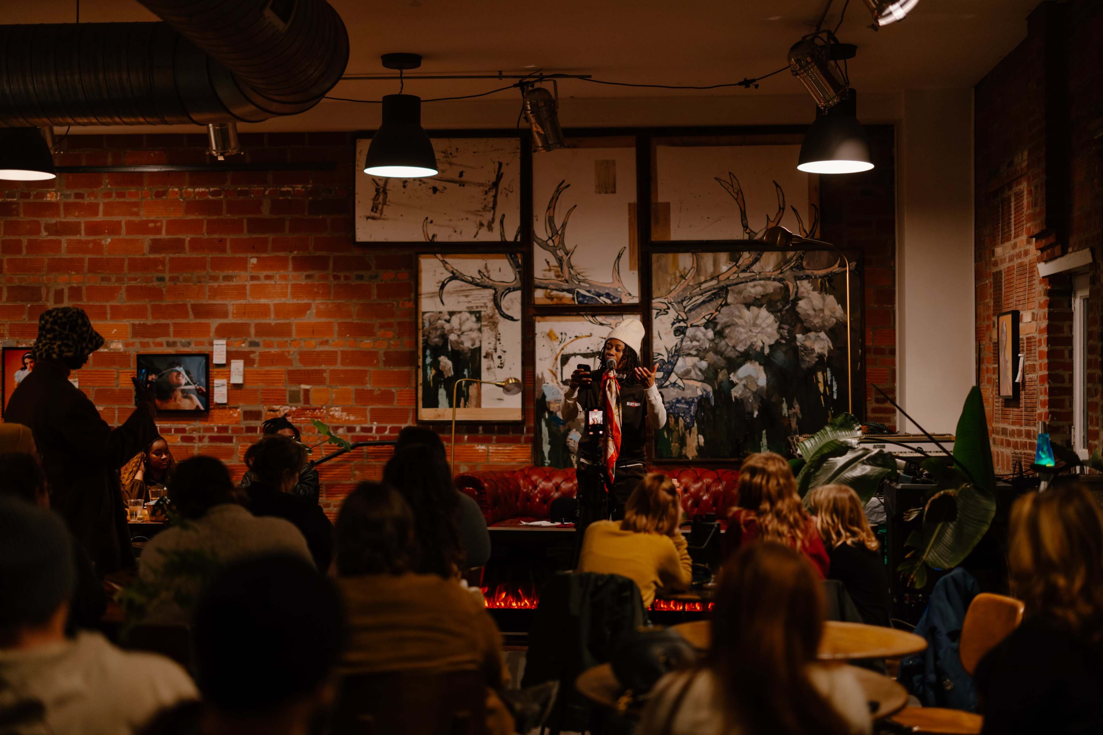 Brick-Walled, Downtown Coffee House, with Midcentury Accents Image in Short North Arts District, COLUMBUS, OH