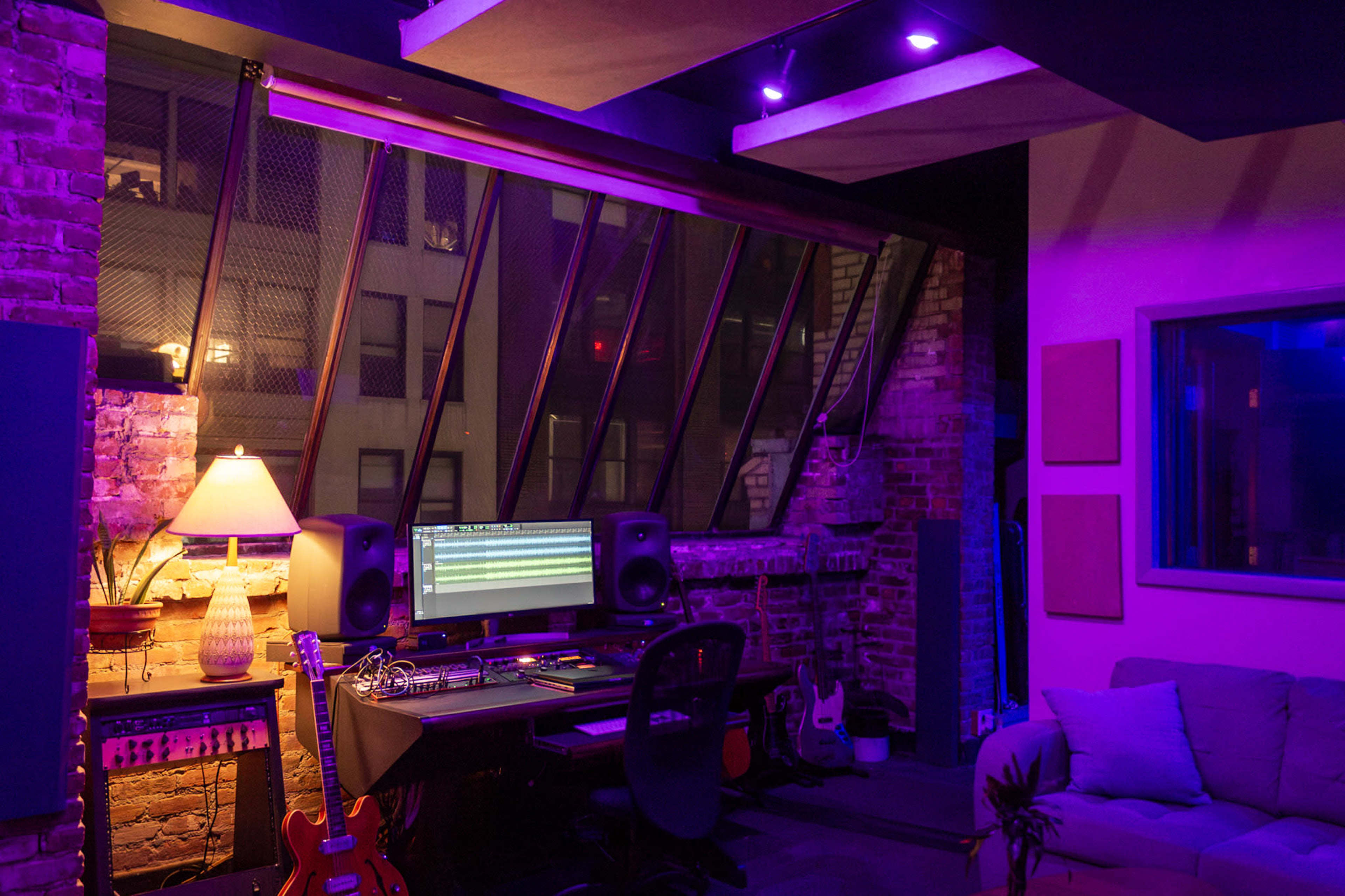 Penthouse recording studio with views directly under the empire state building. Image in Midtown Manhattan, New York, NY