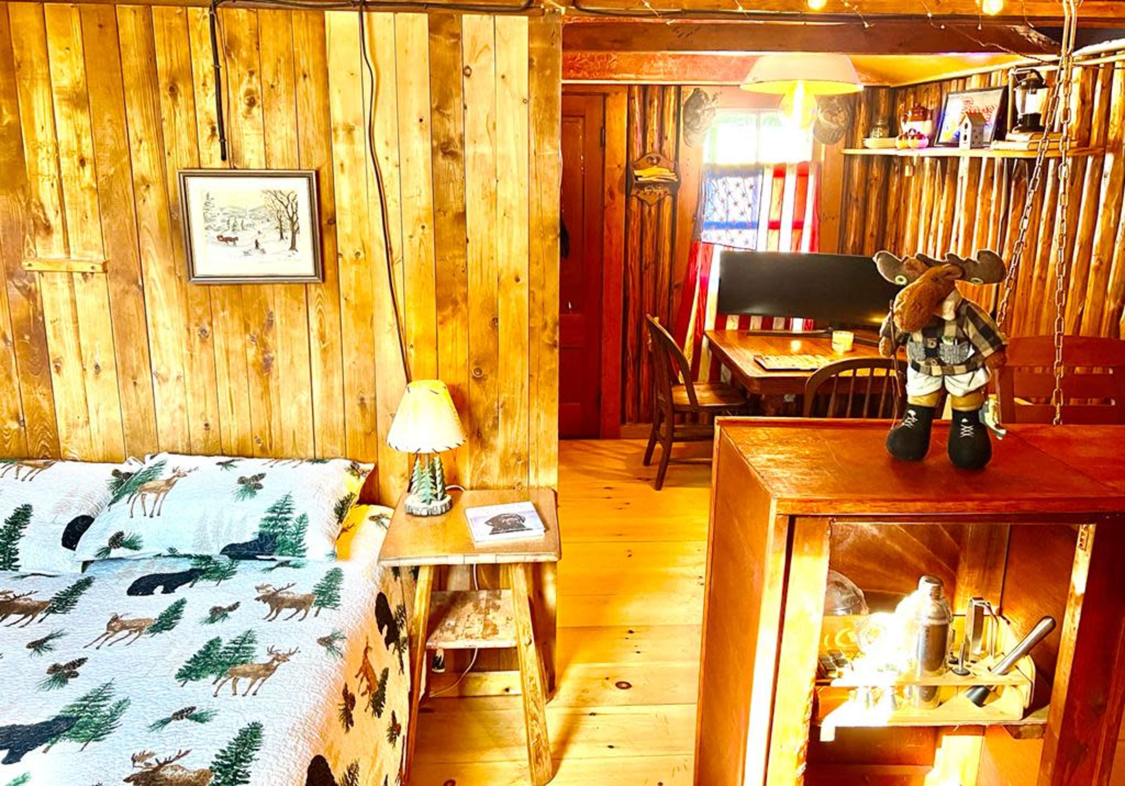 Classic Log Cabin Camp with Modern game Barn/Loft Image in Columbia, Columbia, NH
