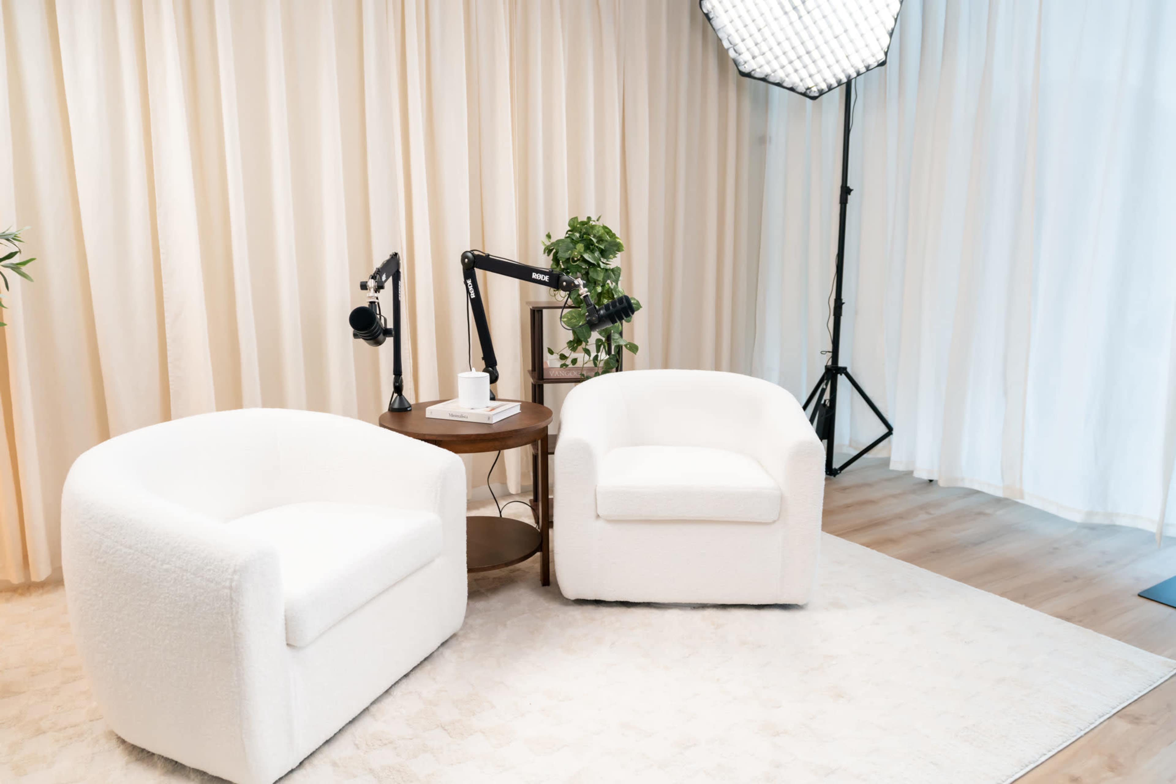 Modern Podcast Studio with Warm Neutral Aesthetic Image in Middlefield, Middletown, CT