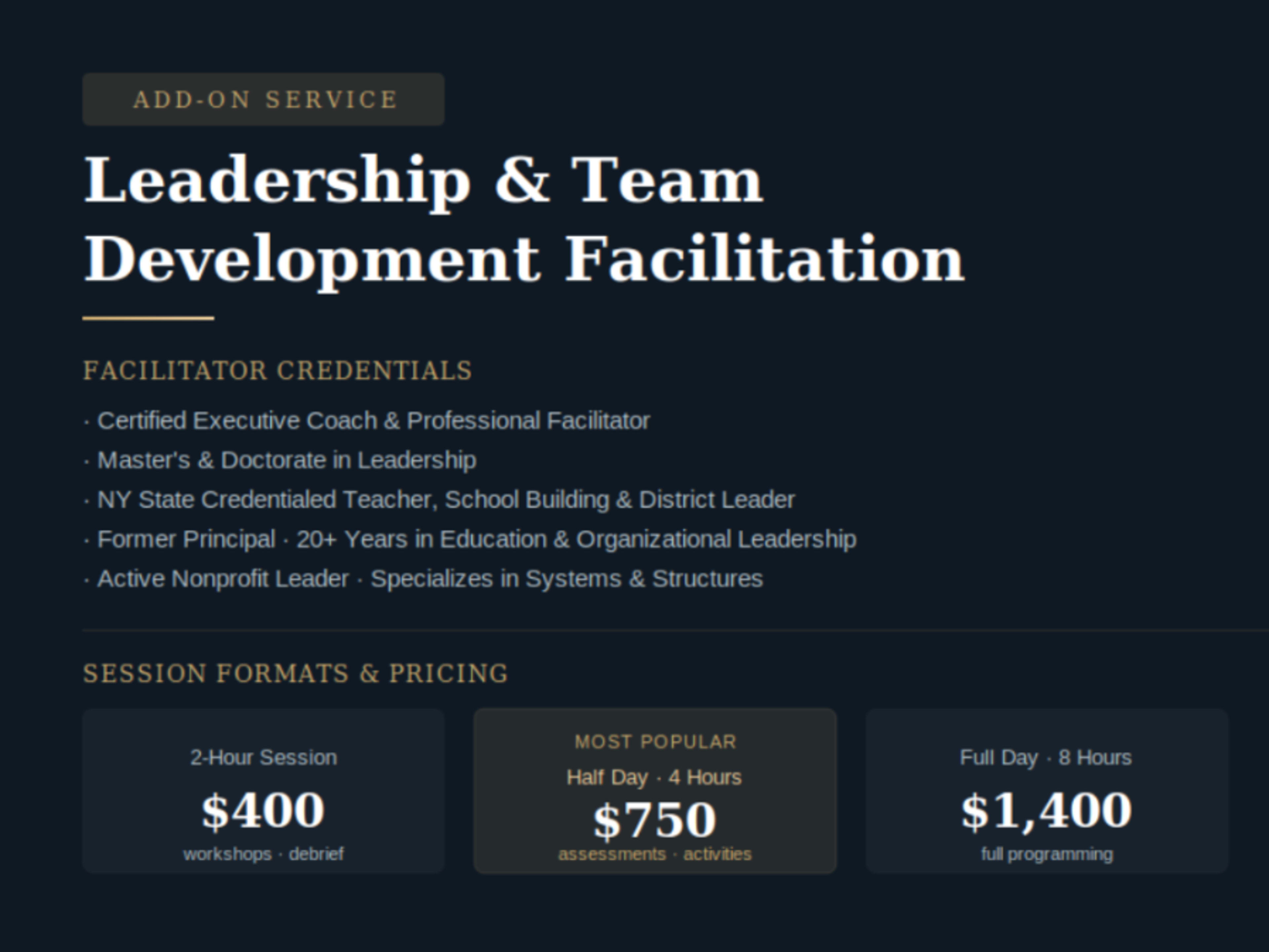 Leadership Facilitation — Half Day (4 Hours)