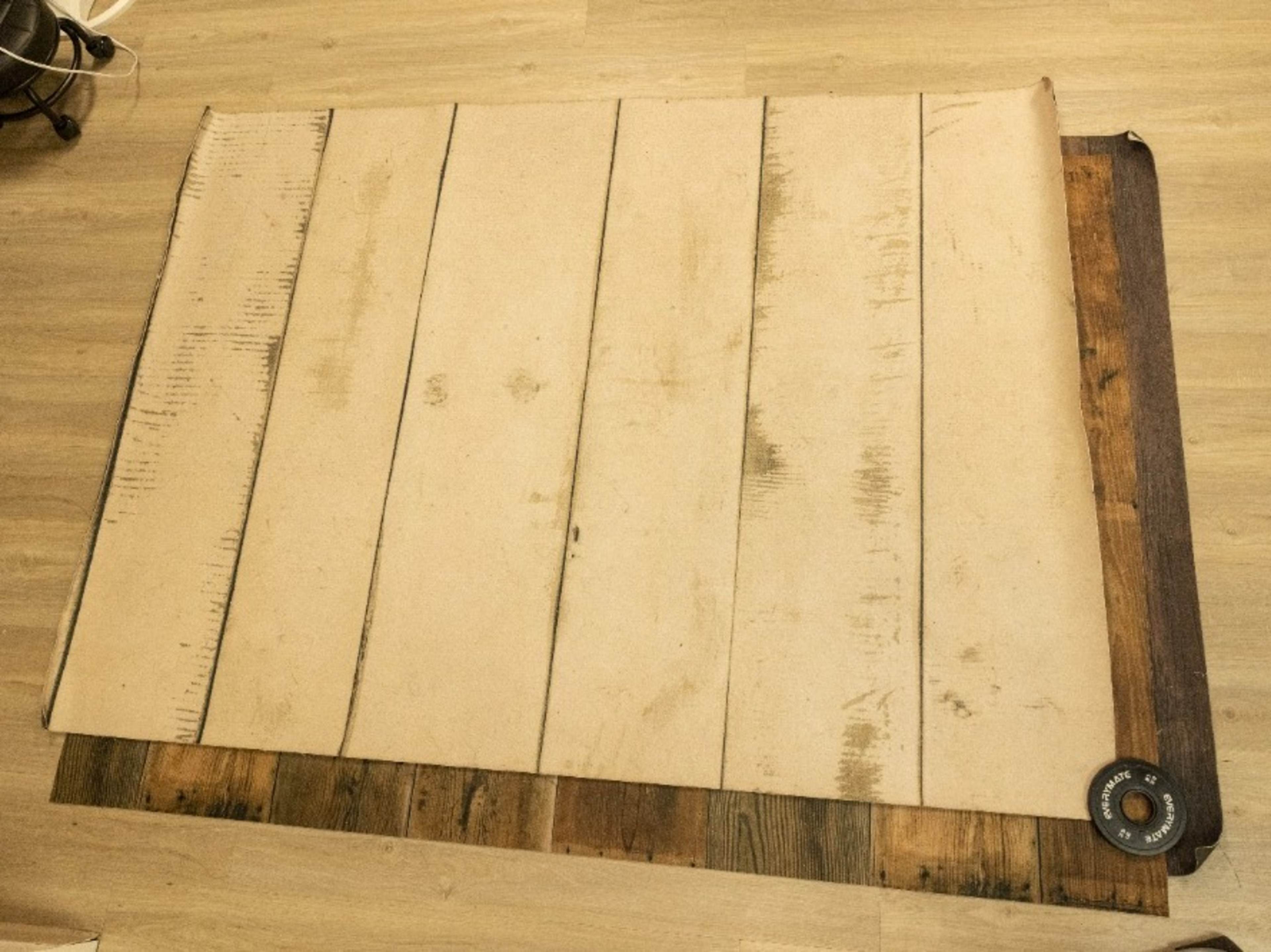 5x7 Cream color faux wood floor 