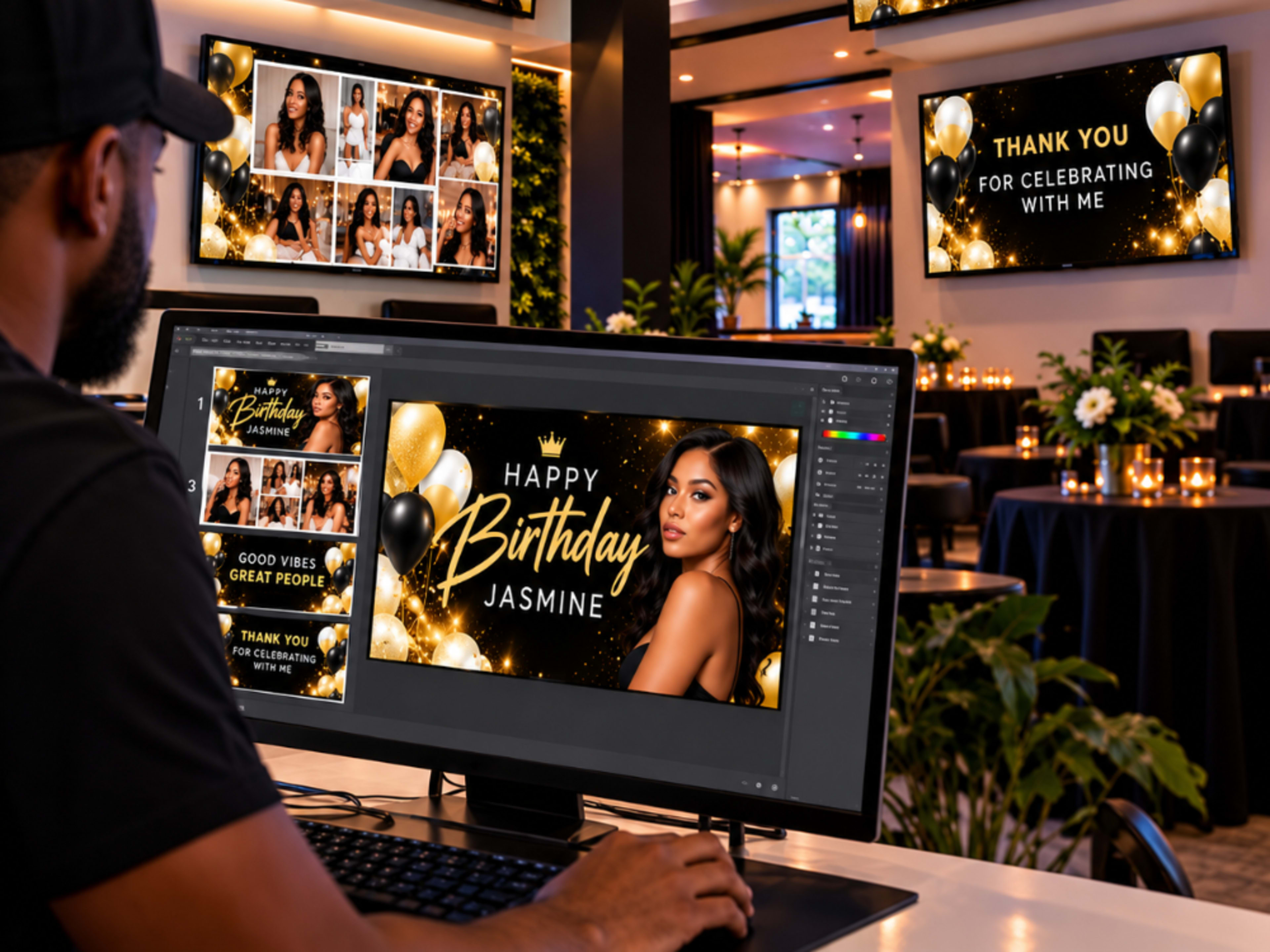 Custom Slideshow Design & 4-TV Display