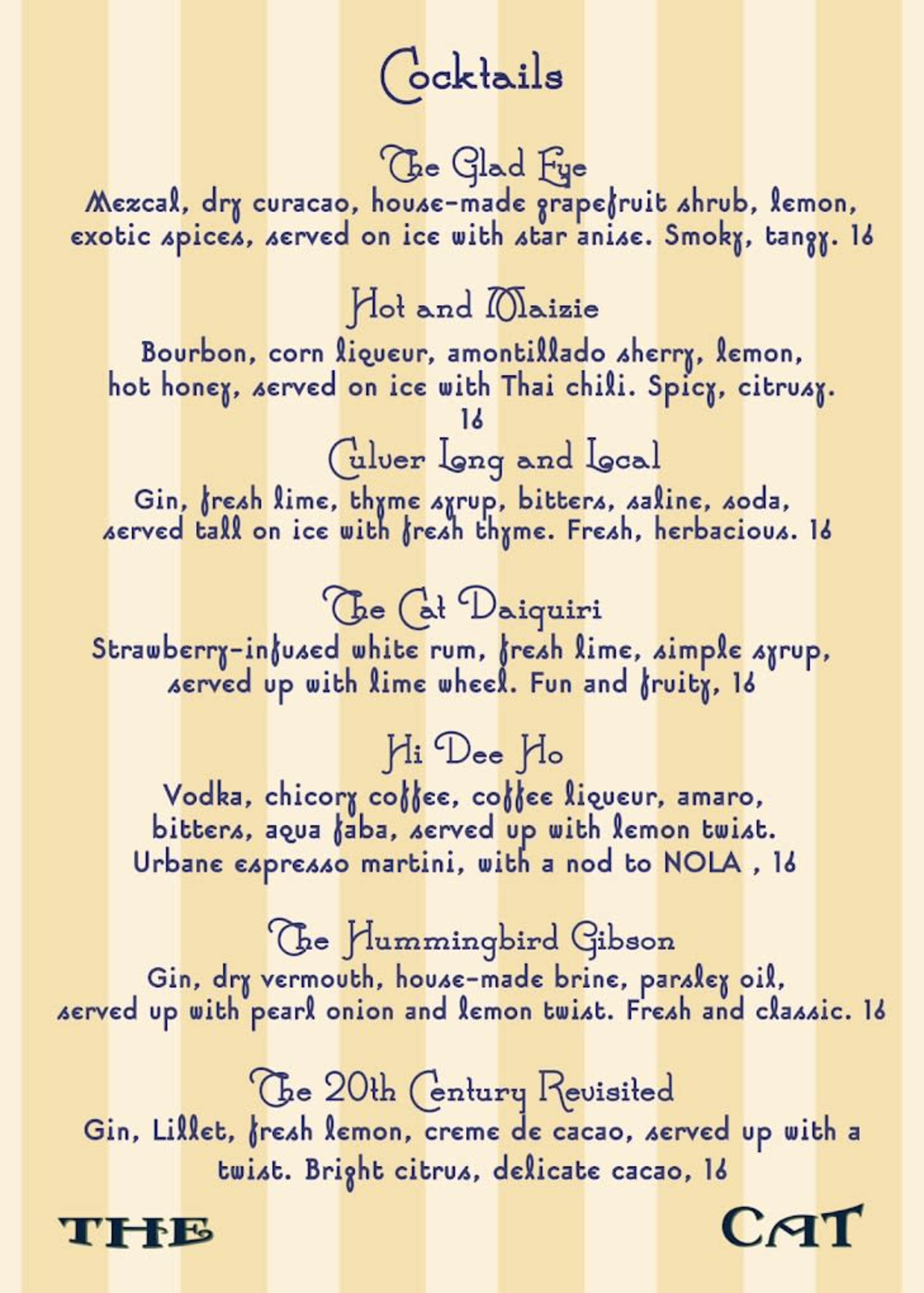 Menu offerings