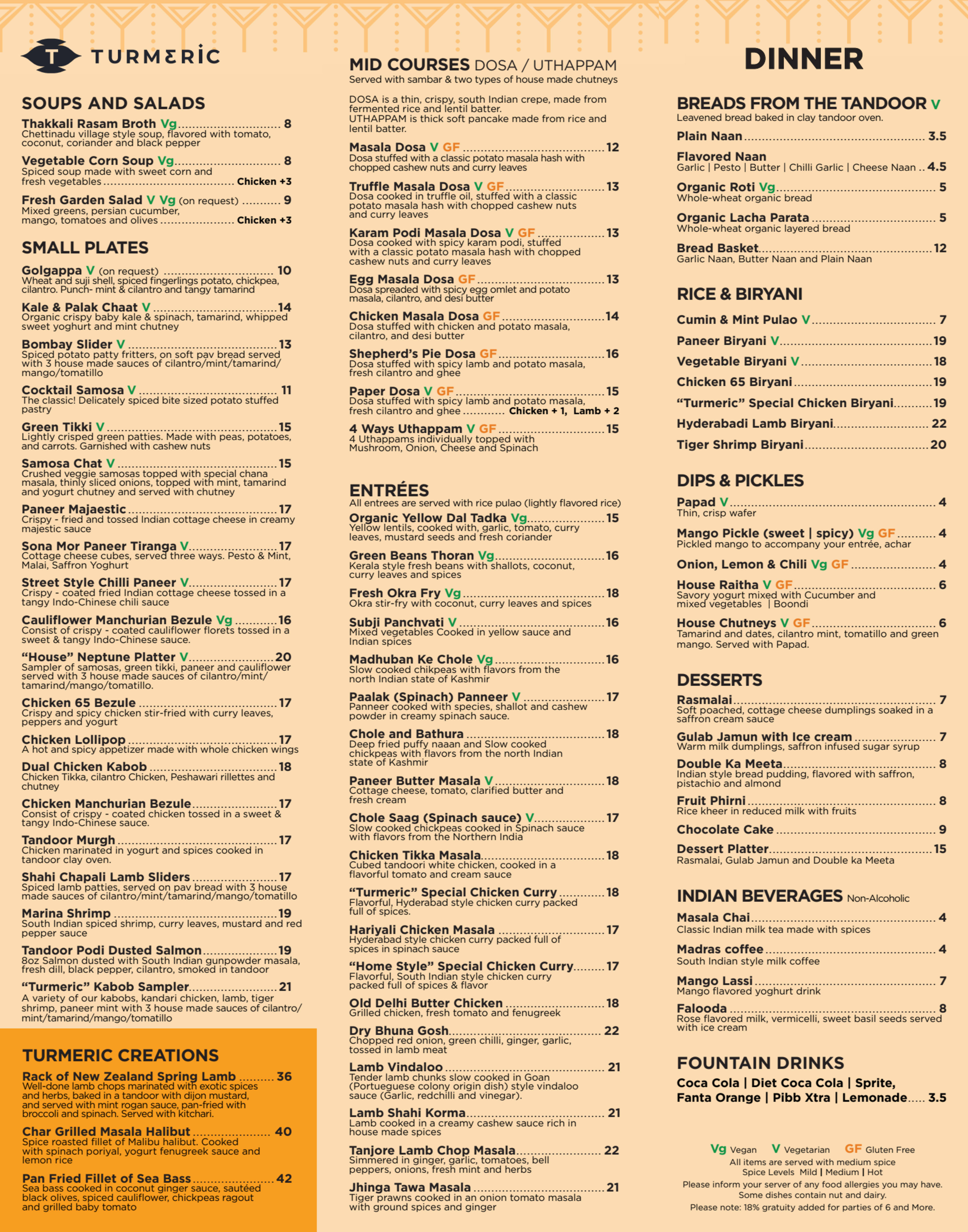 Menu offerings