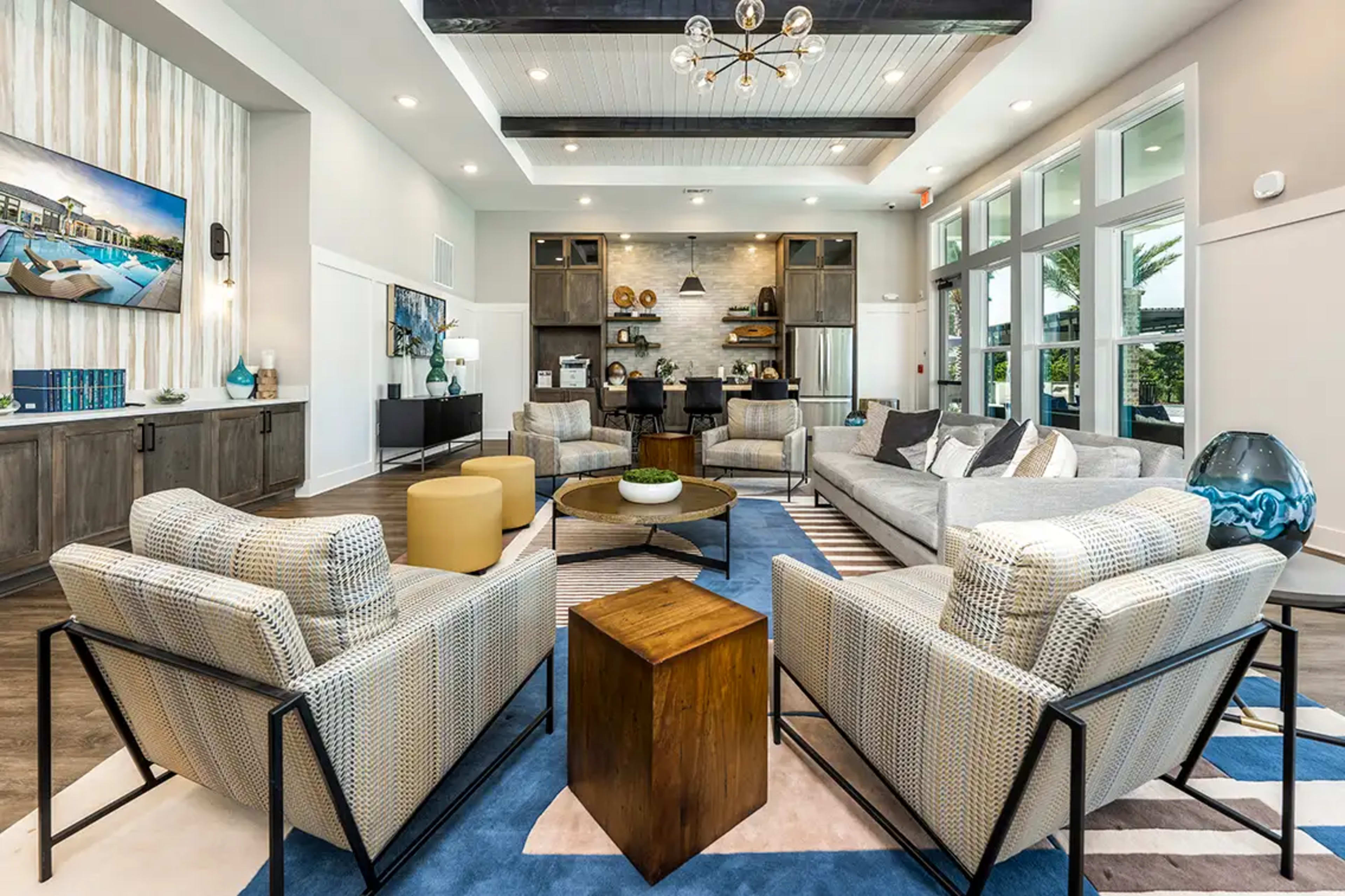 Modern Clubhouse With Sitting And Entertainment Space Image in Regency, Jacksonville, FL