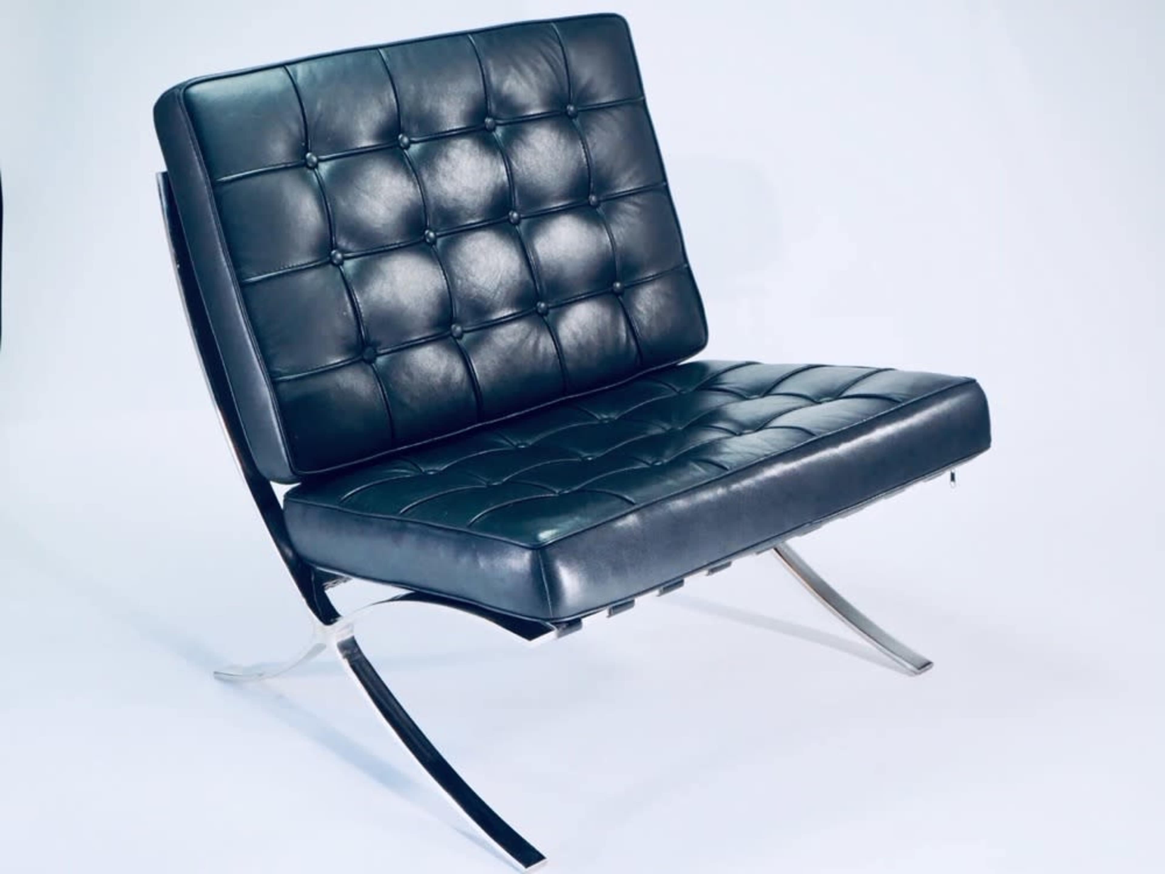 Barcelona style leather chair, 2 available