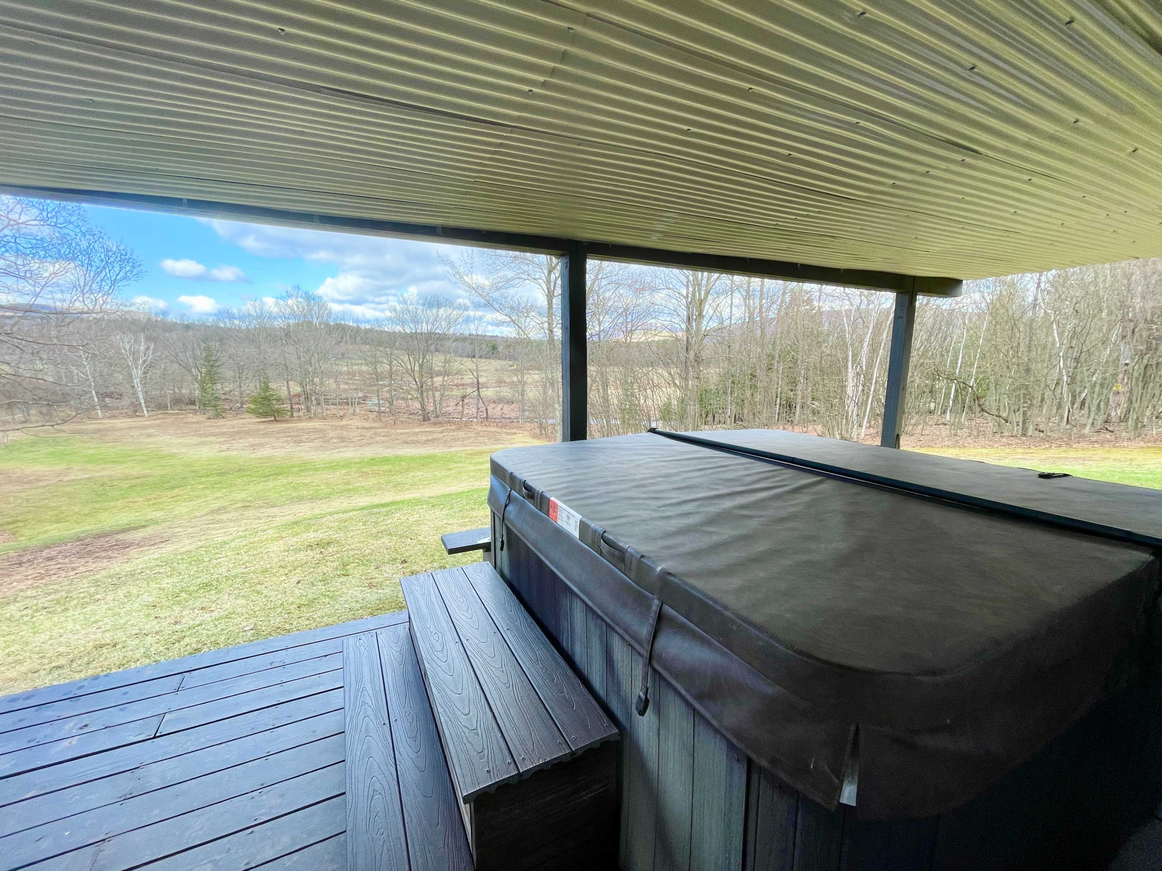 Serene 3-Acre Catskill Oasis with Deck, Fire Pit, Hot Tub, River, & Mountain View’s Image in Windham, Hensonville, NY