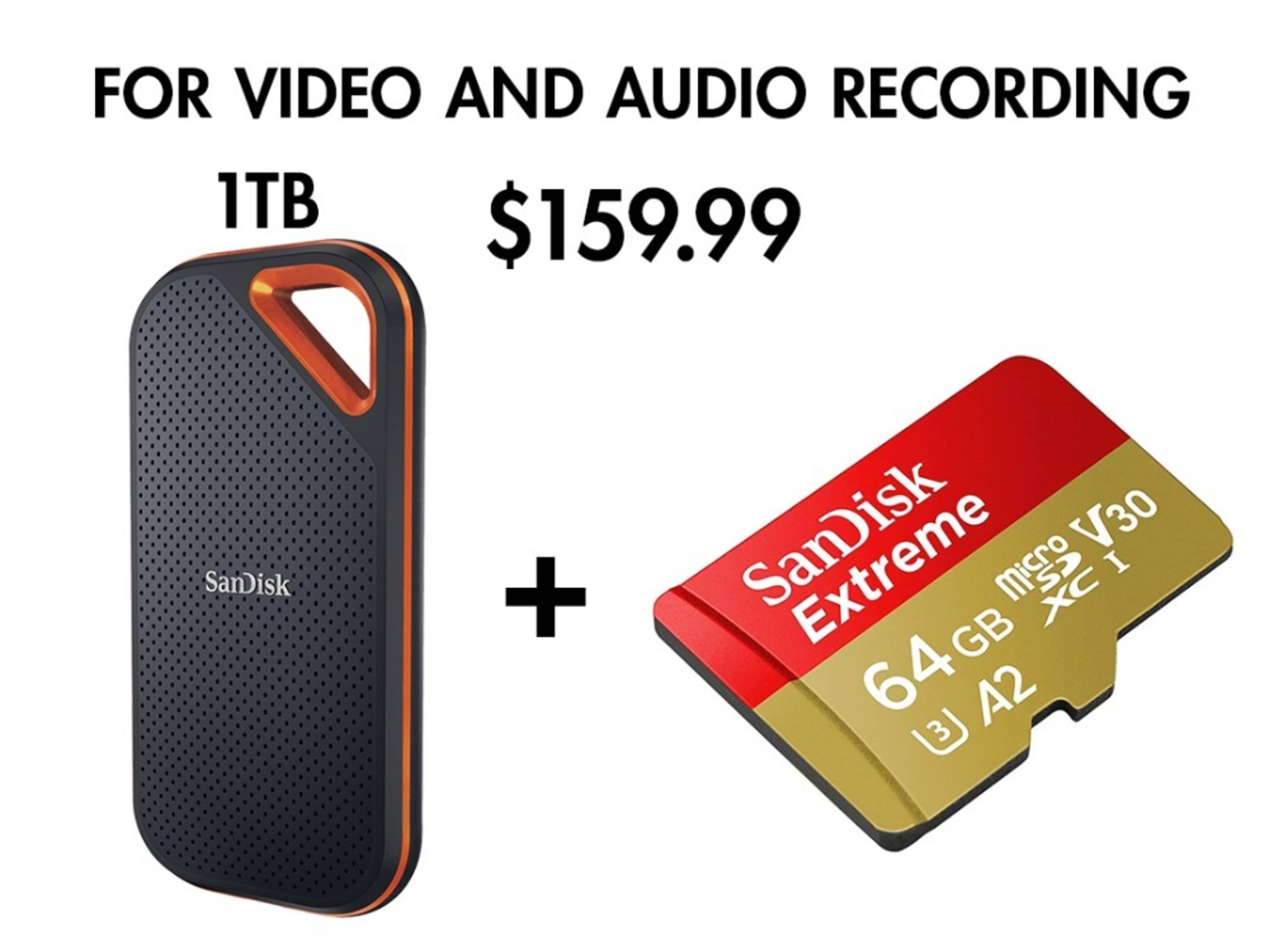 1TB SSD External Hard Drive + 64GB Micro SD Card