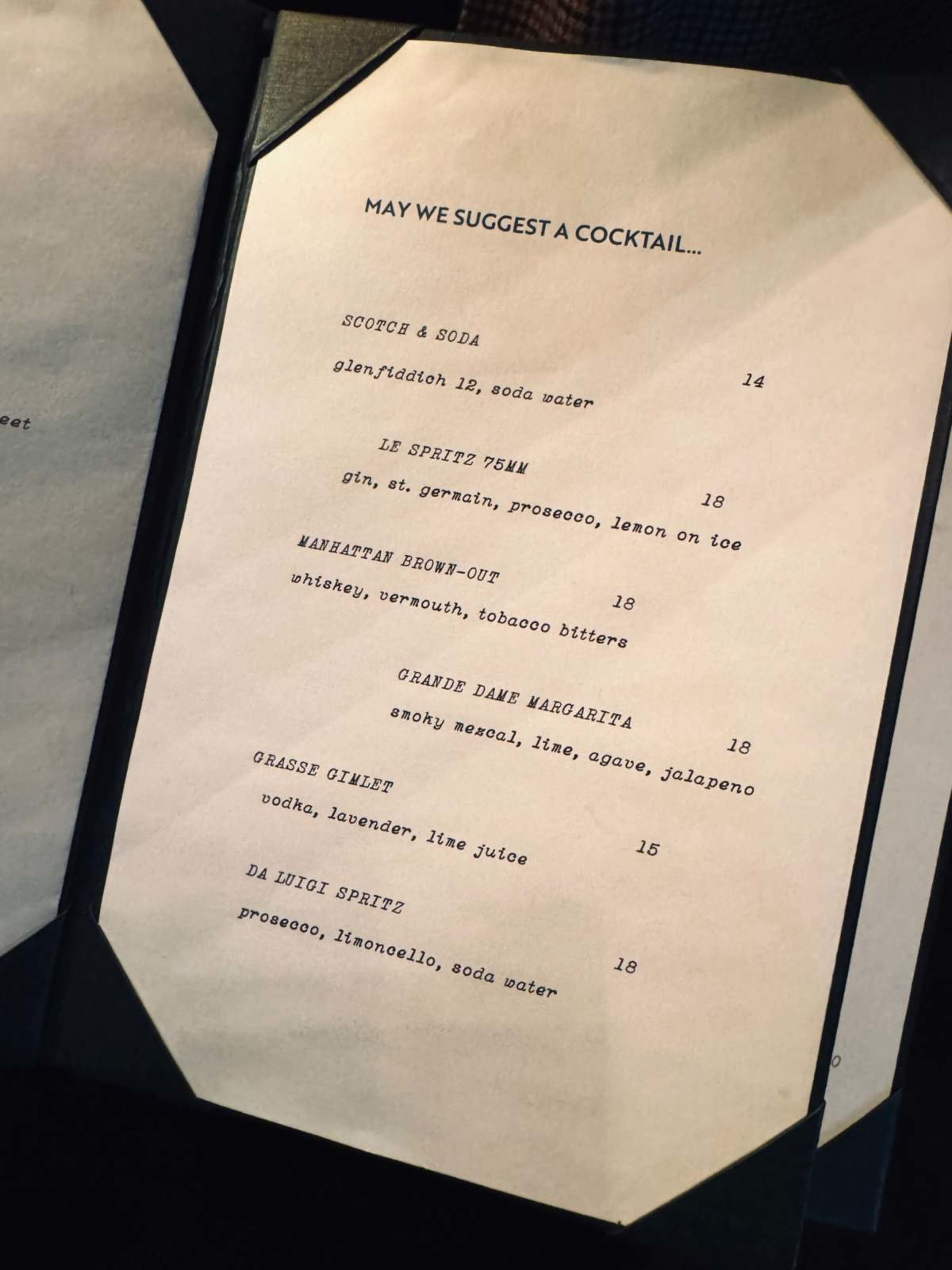 Menu offerings
