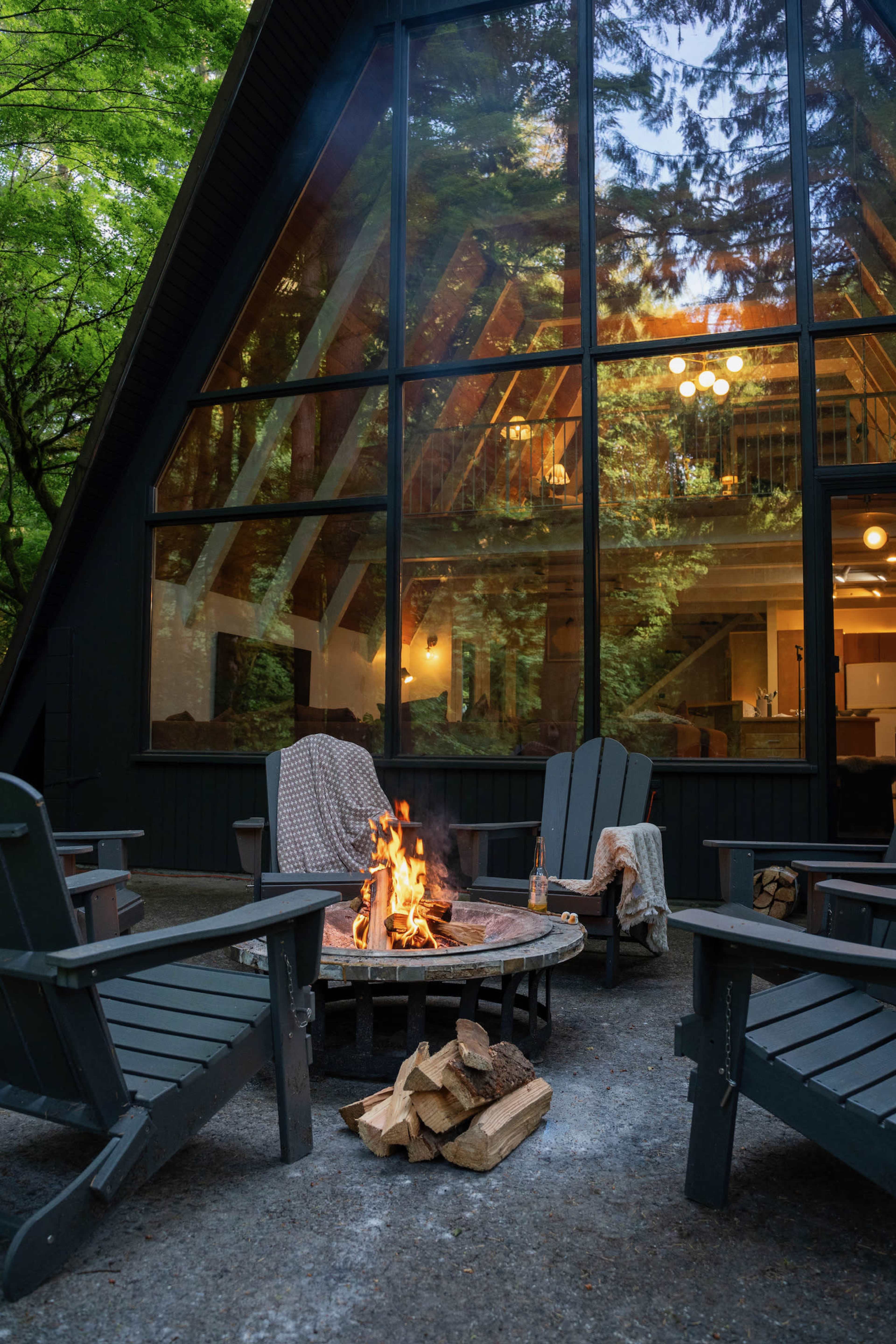 Dreamy Riverfront A Frame in the Forest with Hot Tub, Firepit, Game Room and Epic River Views Image in Mount Hood Village, Brightwood, OR