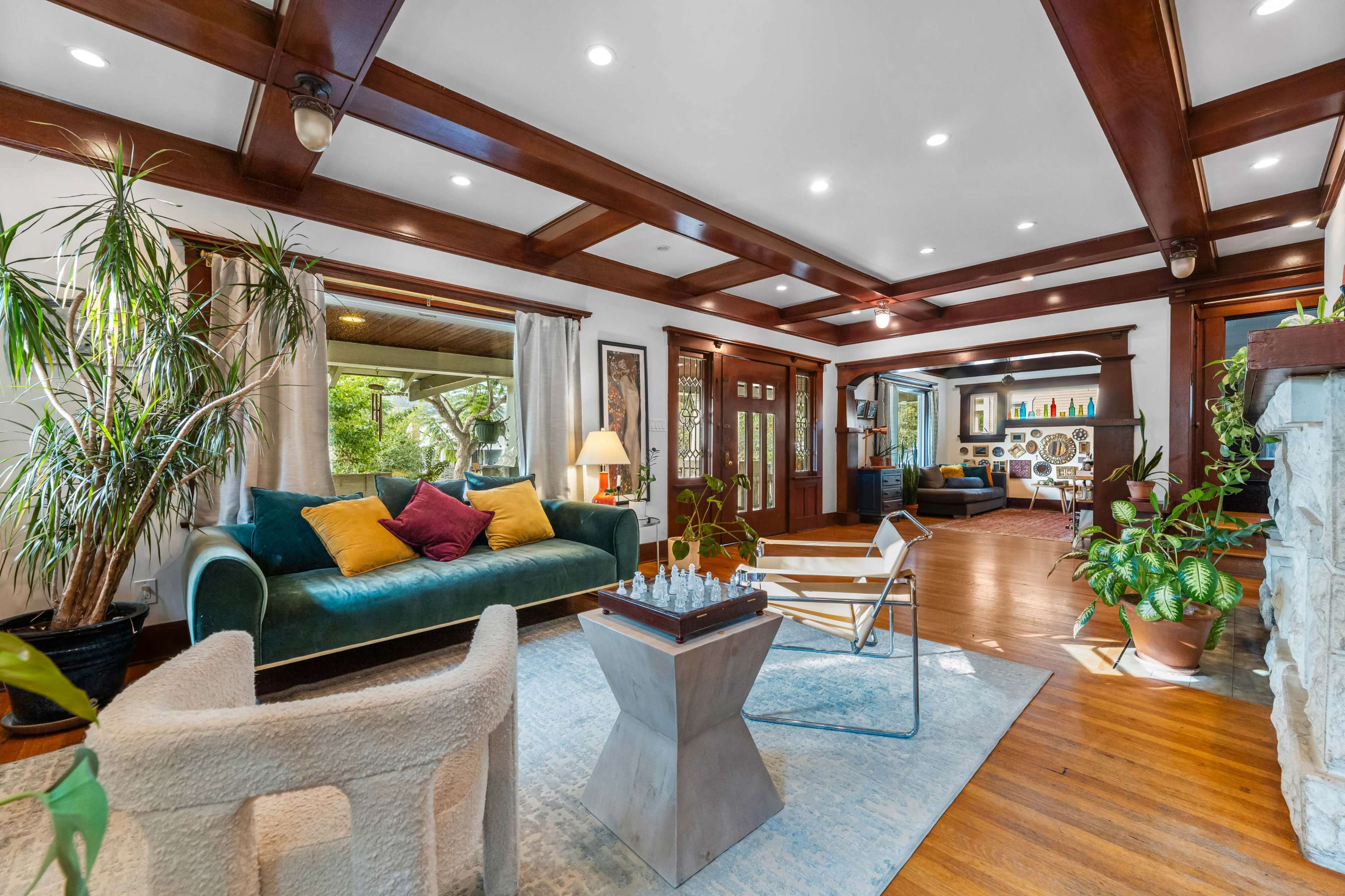 Large Backyard and Beautiful Craftsman House Image in Montecito Heights, Los Angeles, CA