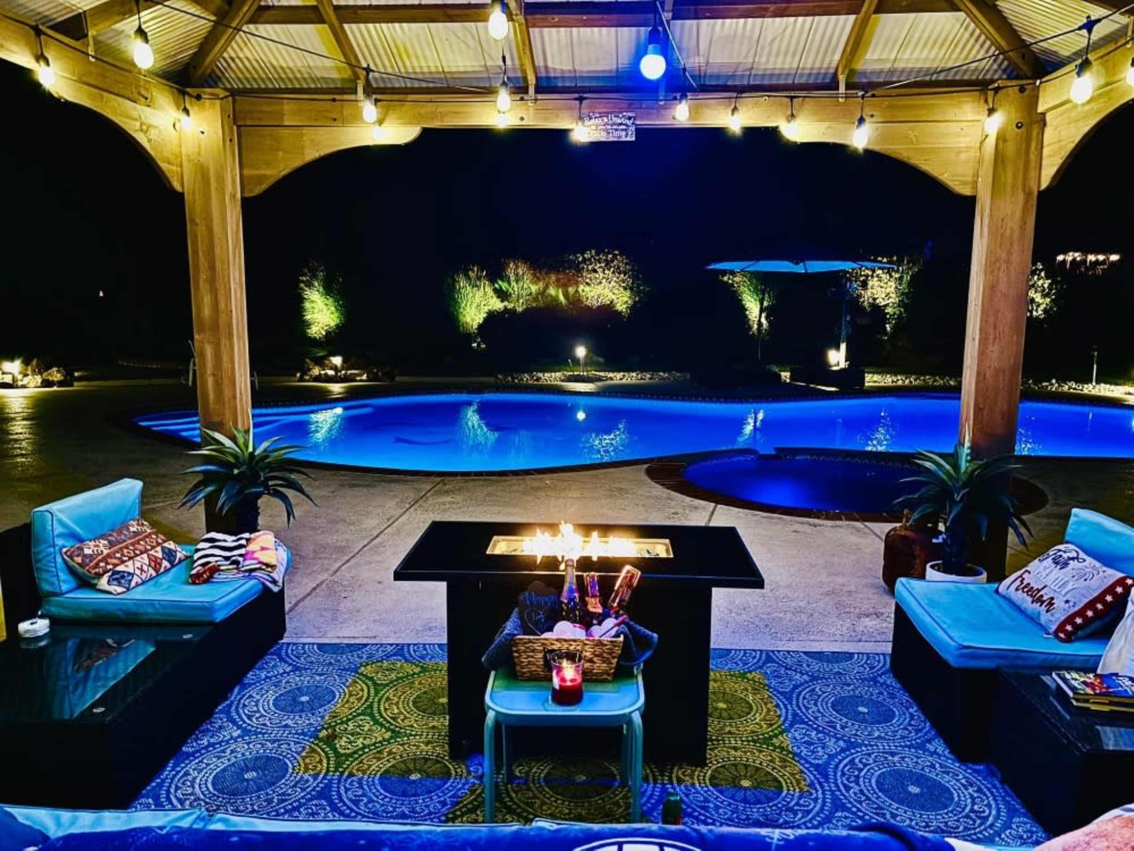 Pool, gazebo, ponds, swing set 