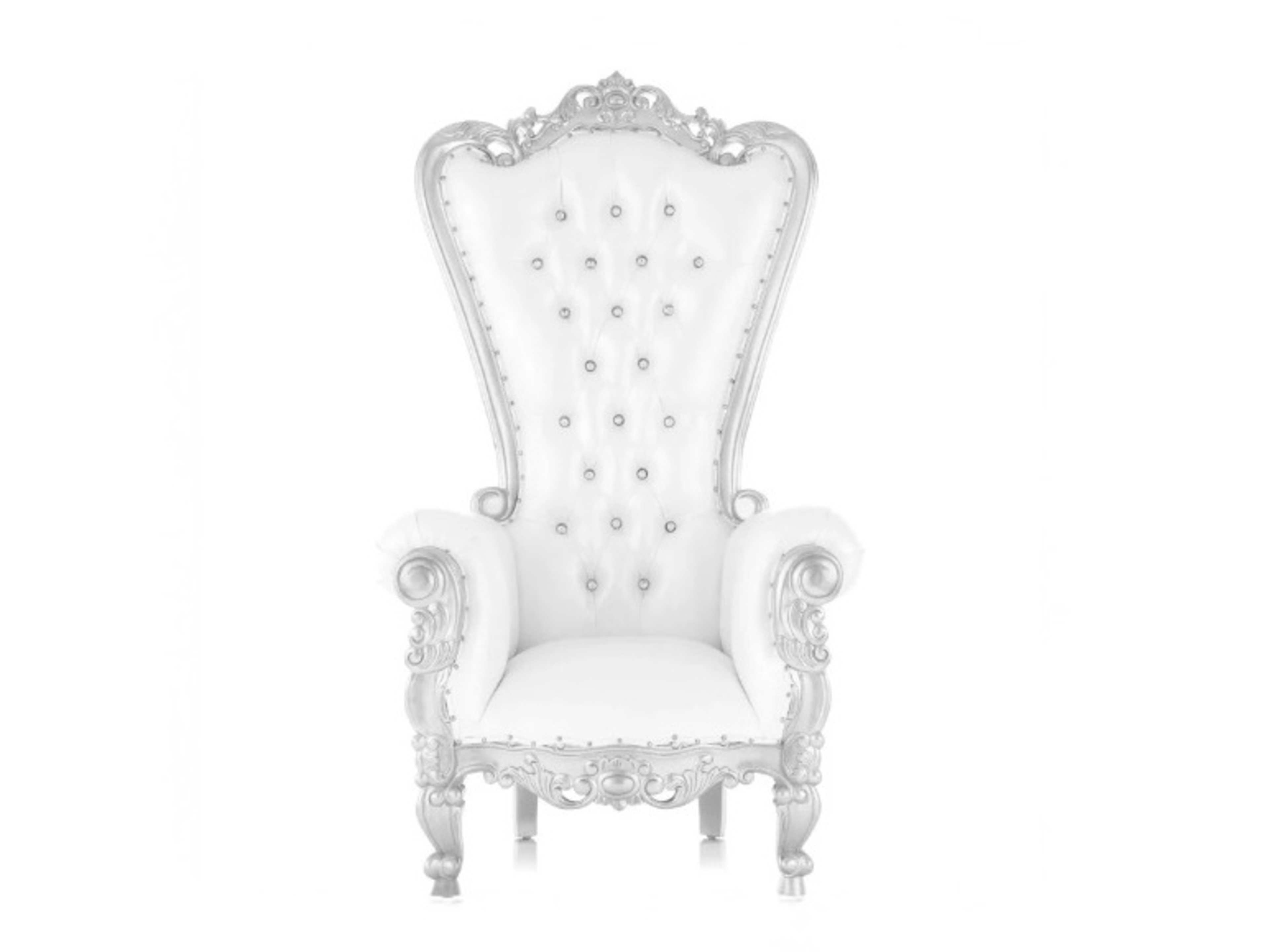 Throne Chair White & Silver- Adult Size